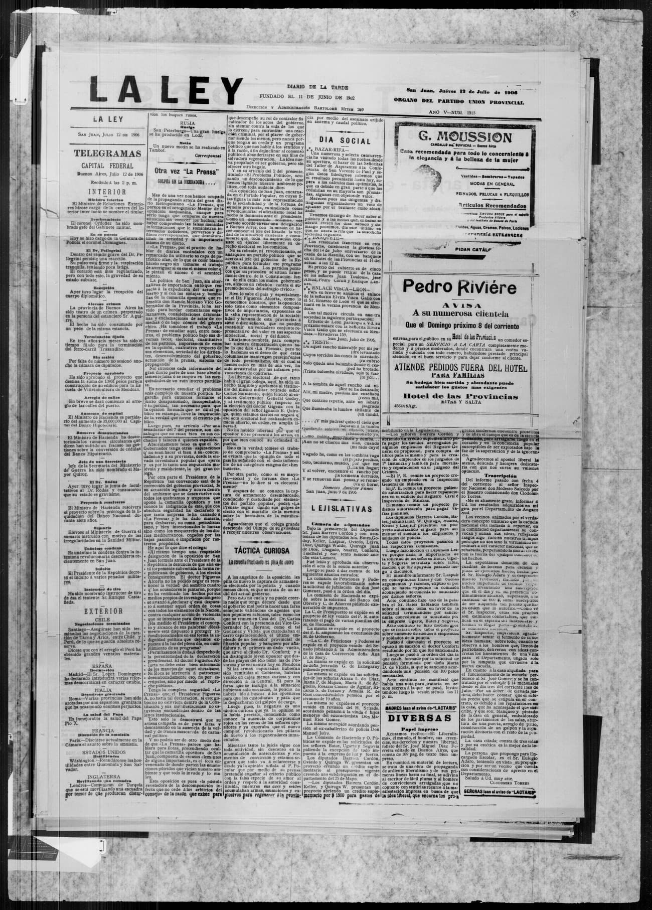 Portada · 12 de Julio de 1906