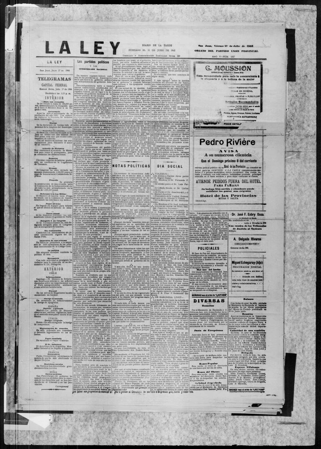 Portada · 27 de Julio de 1906