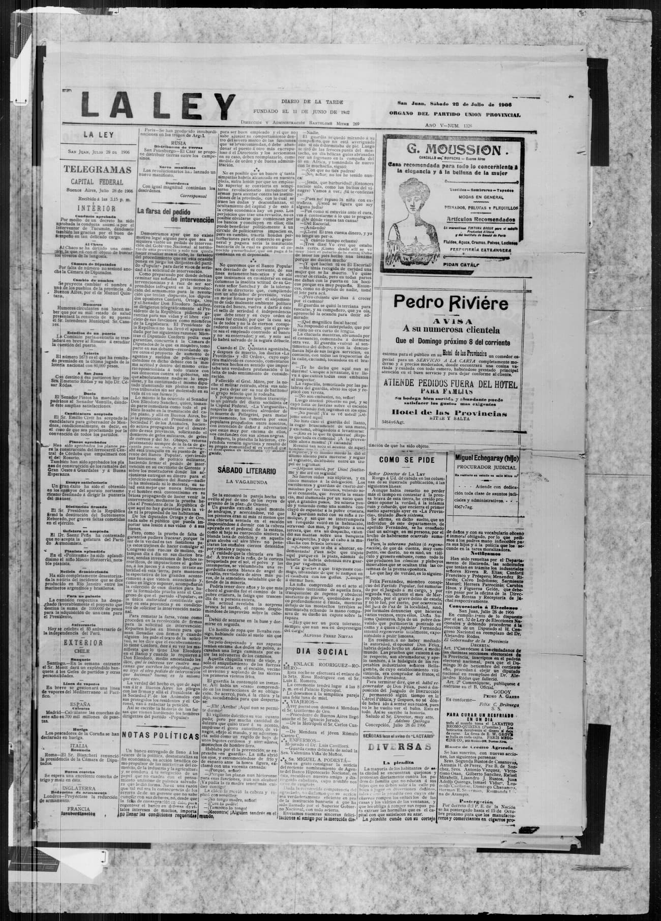 Portada · 28 de Julio de 1906