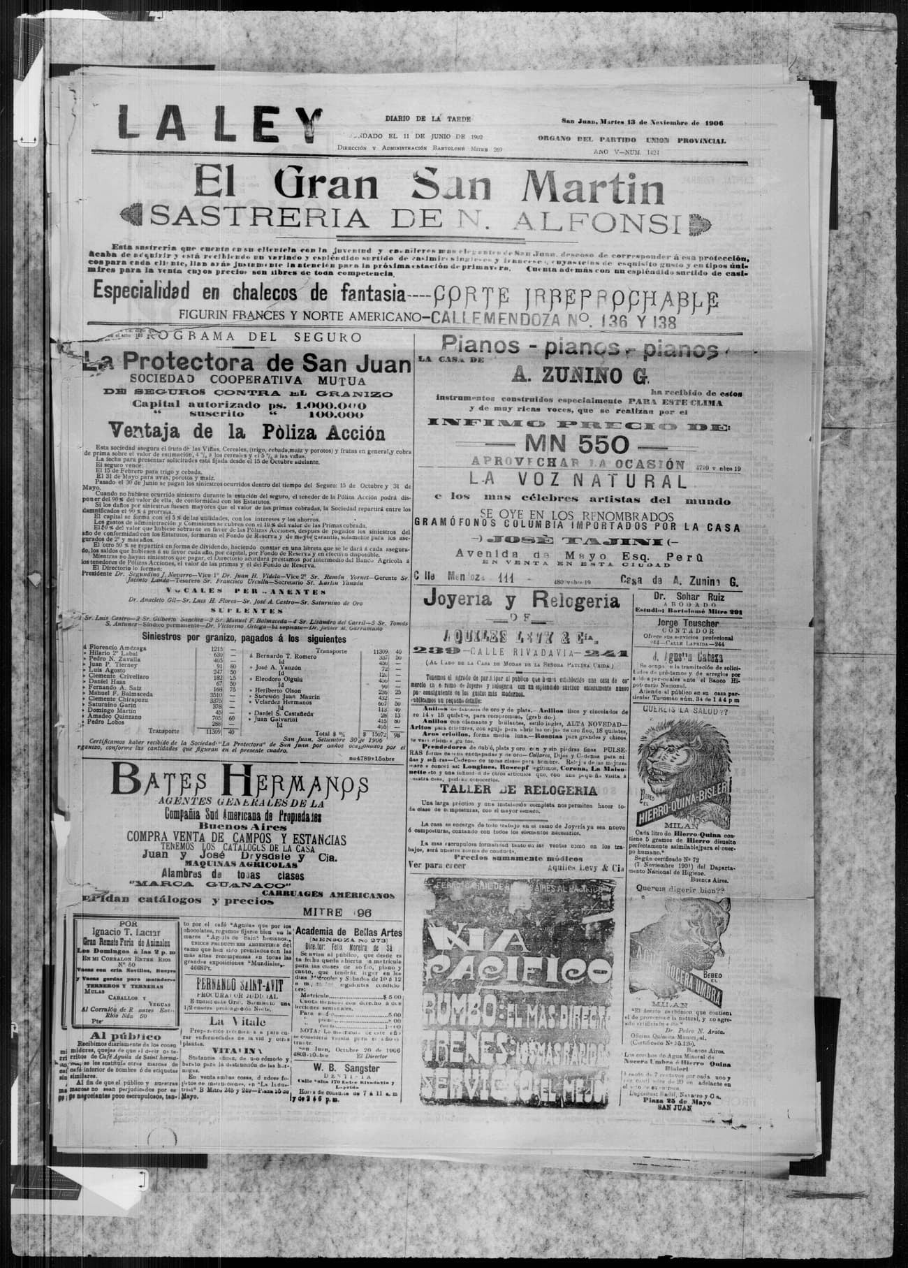 Portada · 13 de Noviembre de 1906