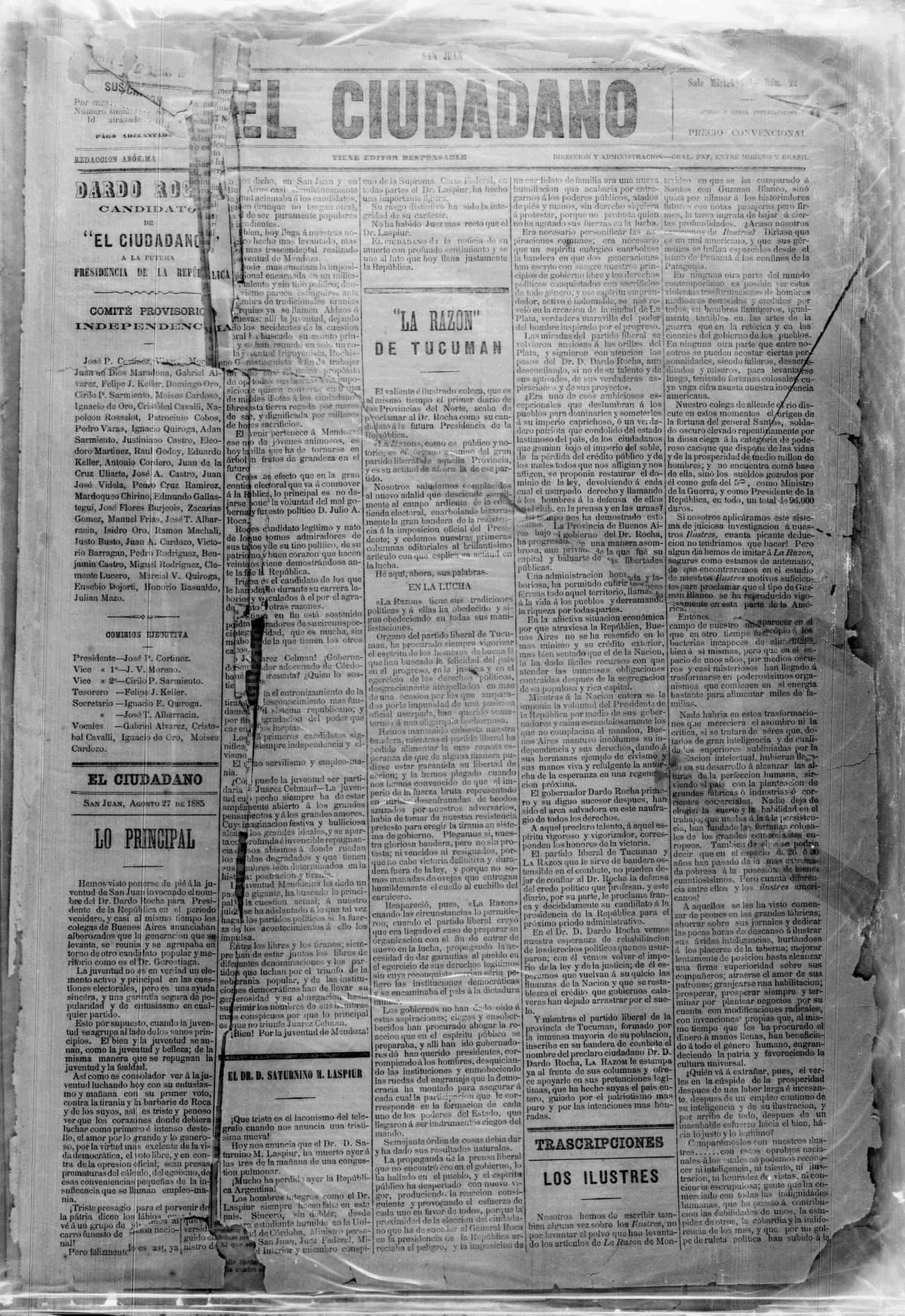 Portada · 27 de Agosto de 1885