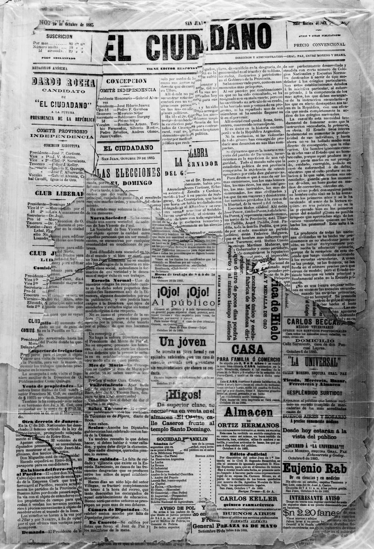 Portada · 20 de Octubre de 1885