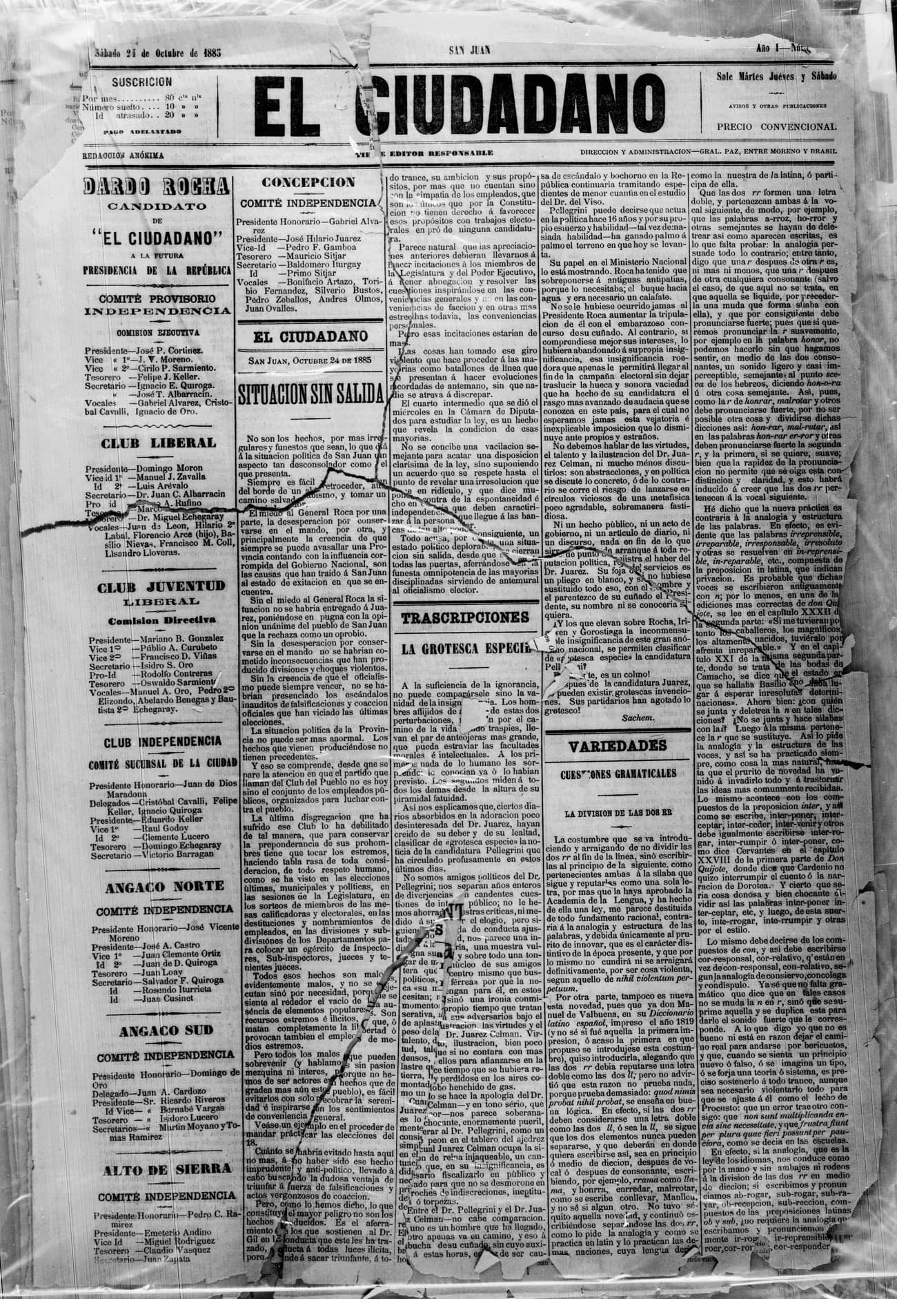 Portada · 24 de Octubre de 1885