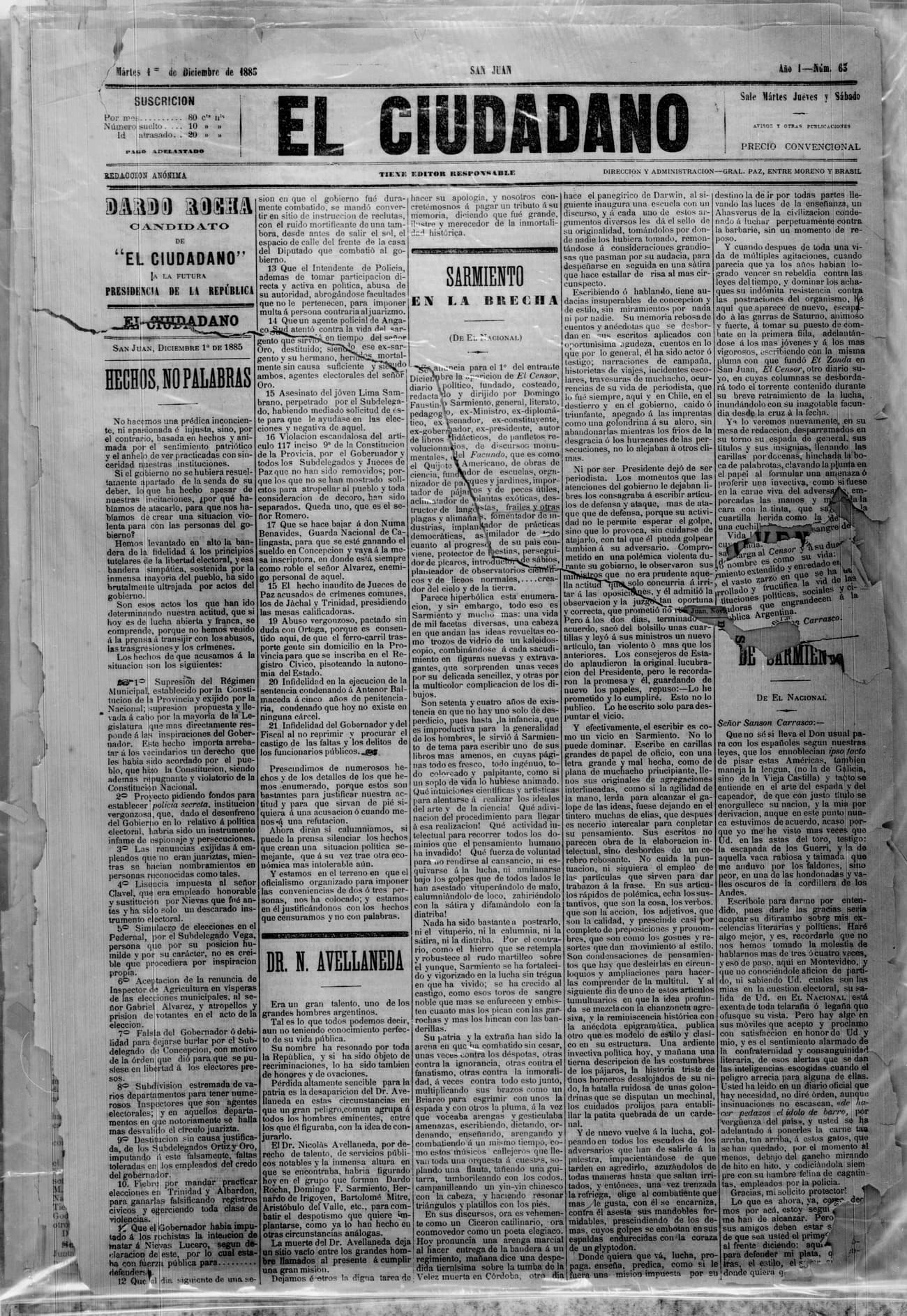 Portada · 1 de Diciembre de 1885
