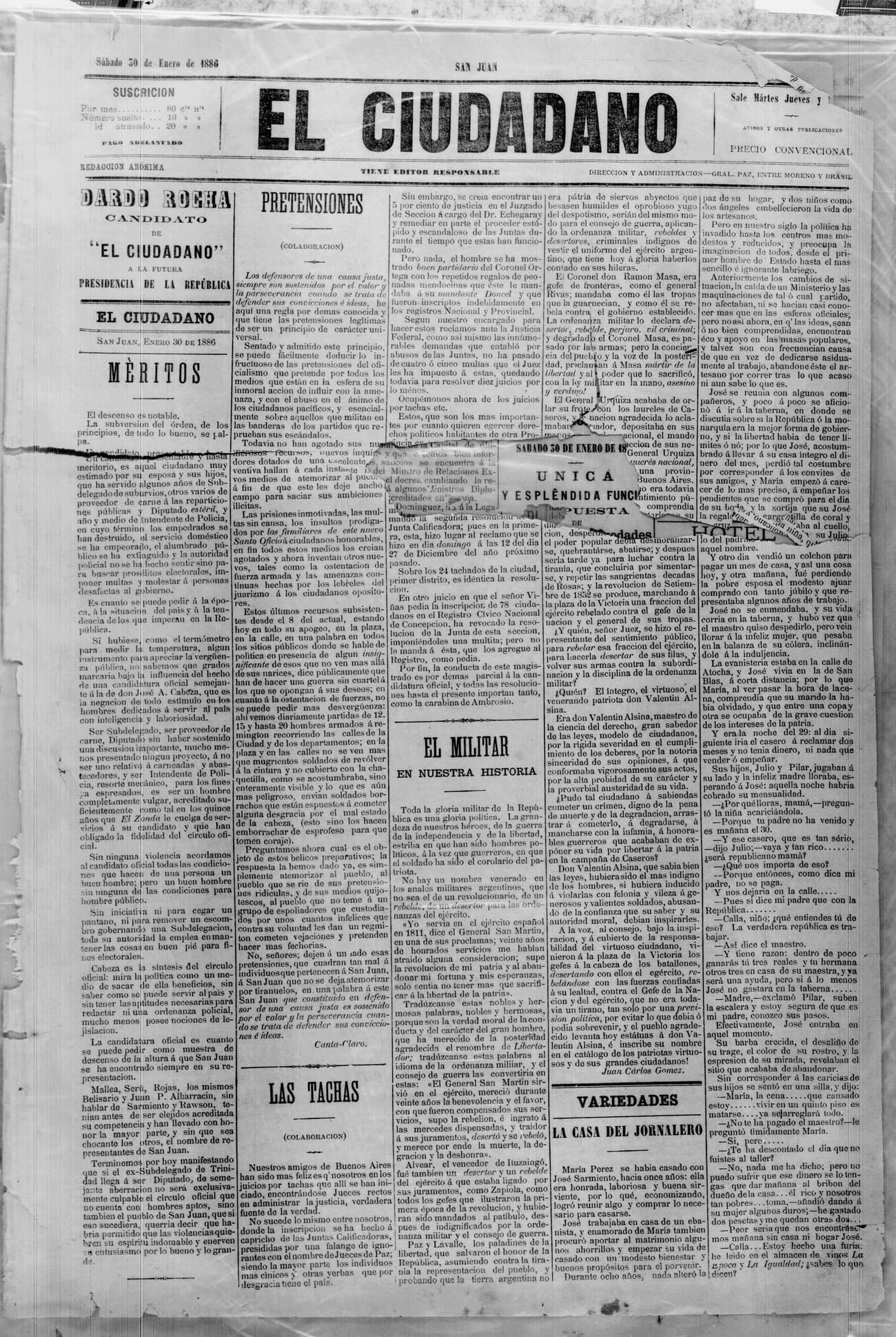 Portada · 30 de Enero de 1886