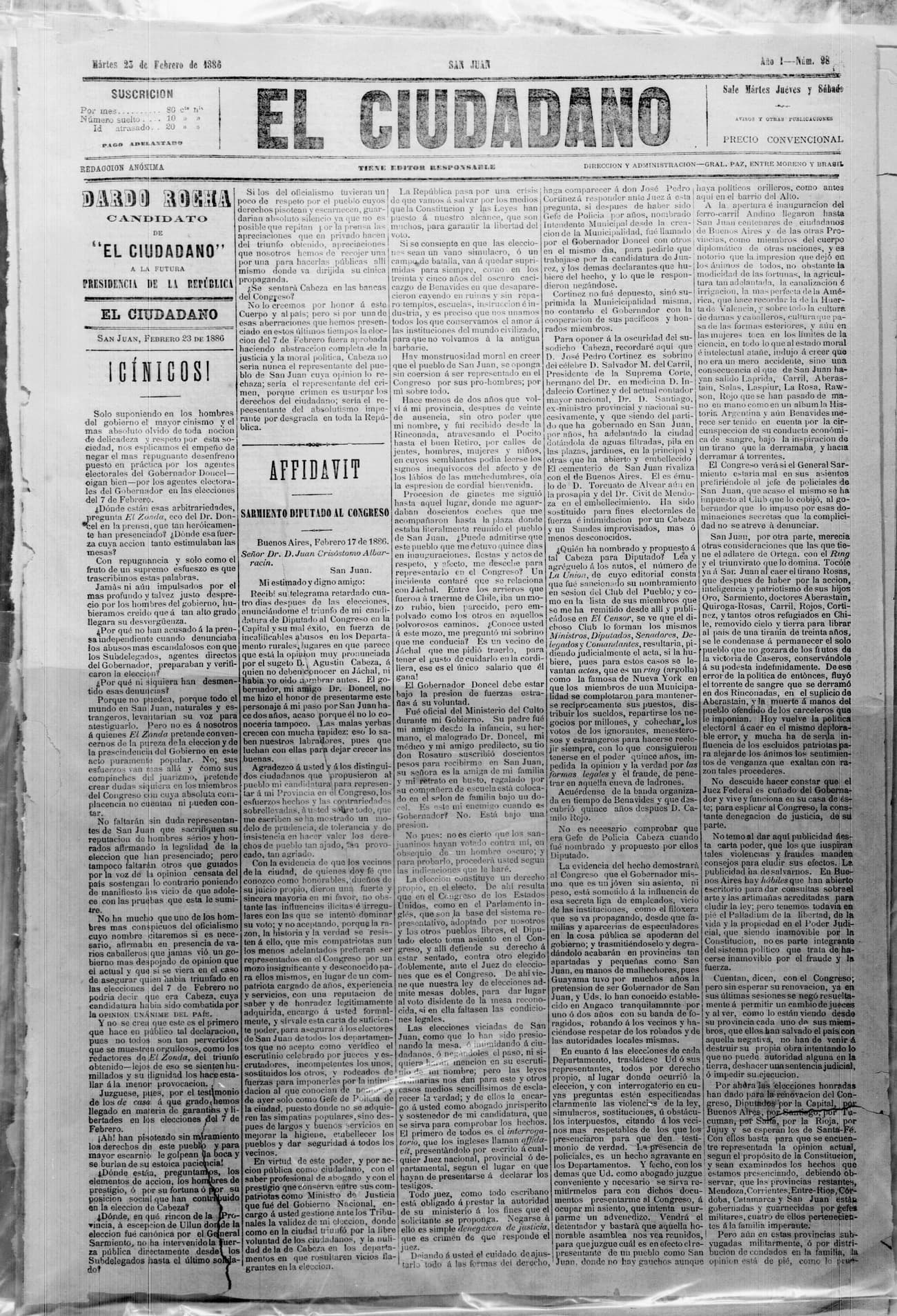 Portada · 23 de Febrero de 1886