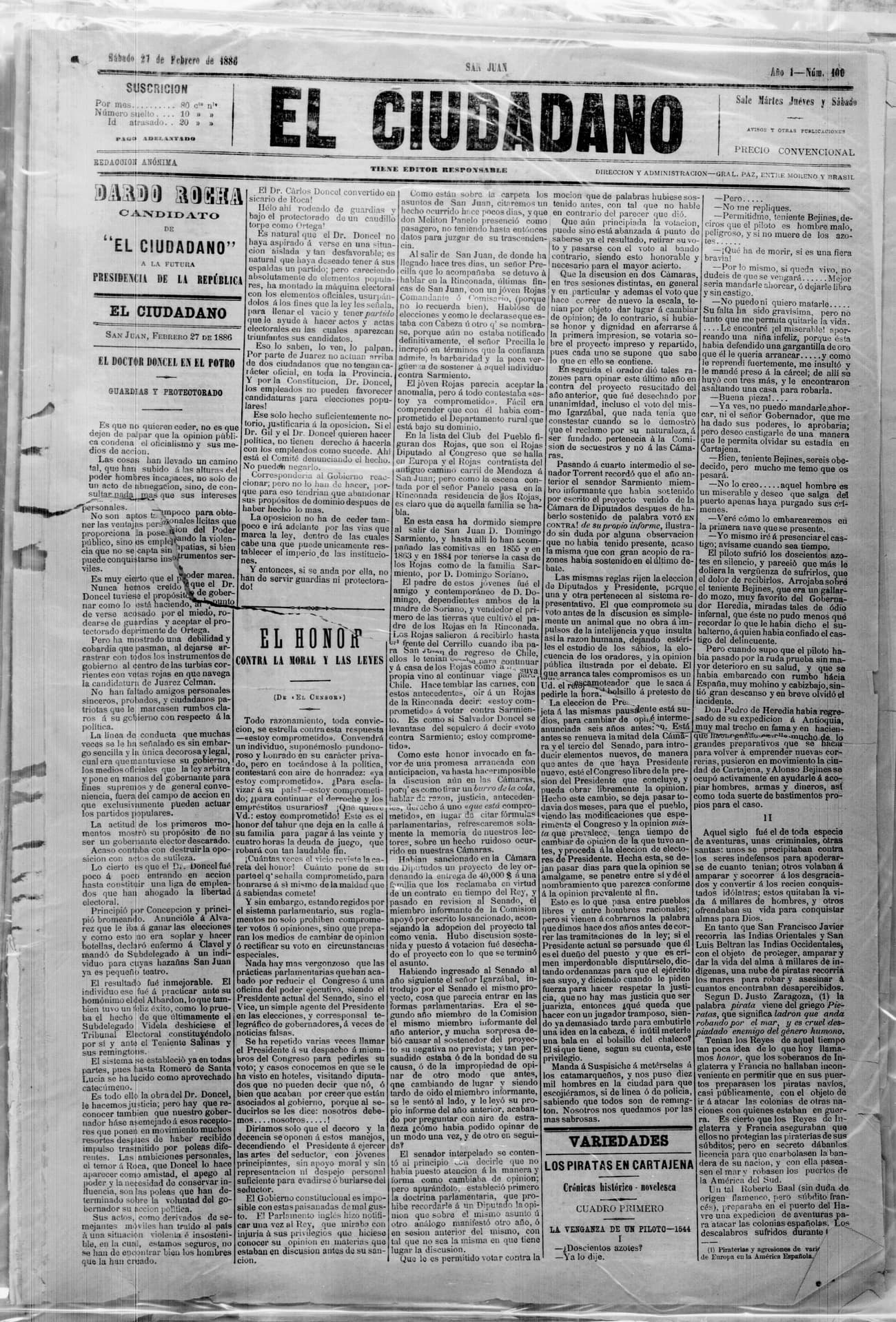 Portada · 27 de Febrero de 1886