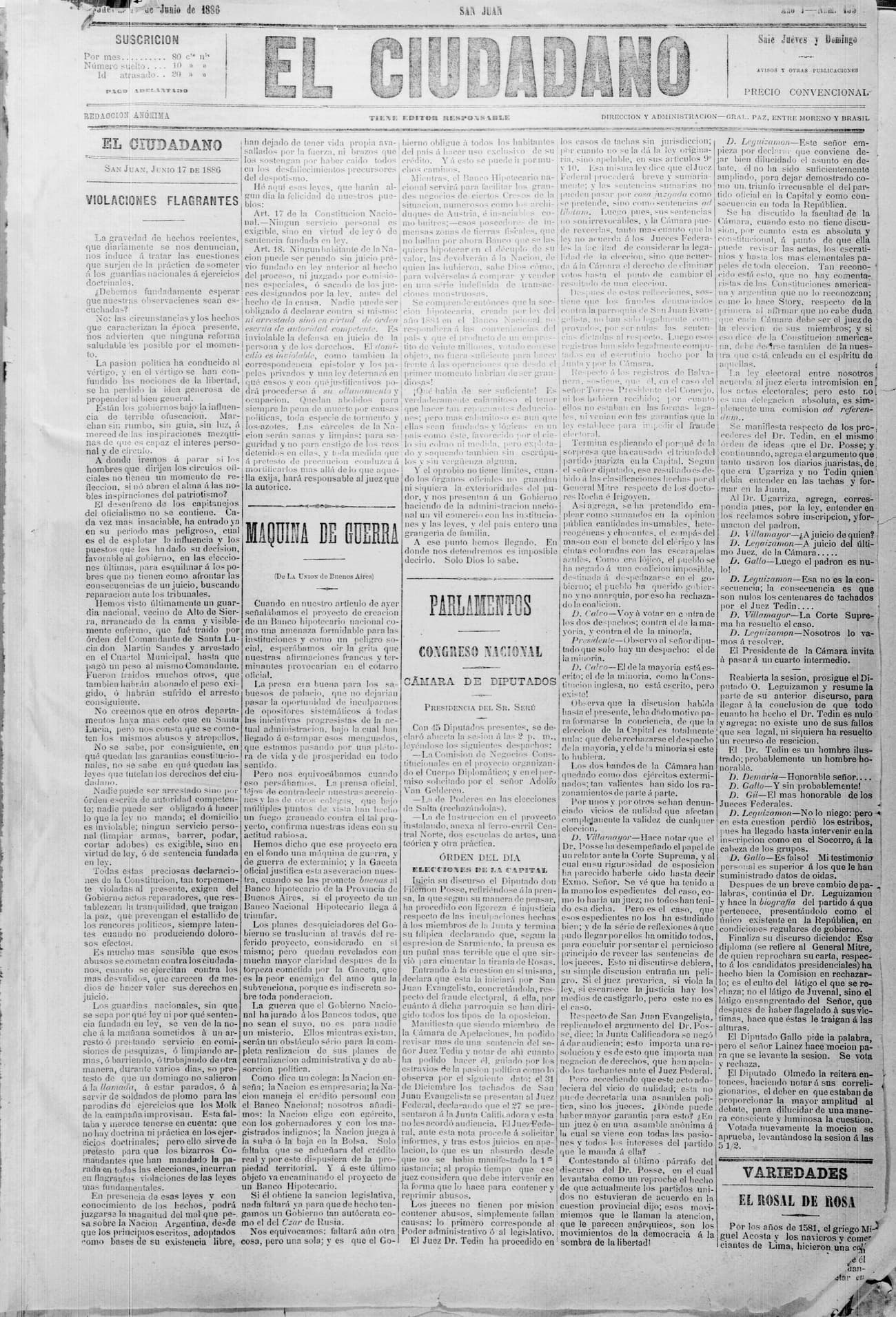 Portada · 17 de Junio de 1886