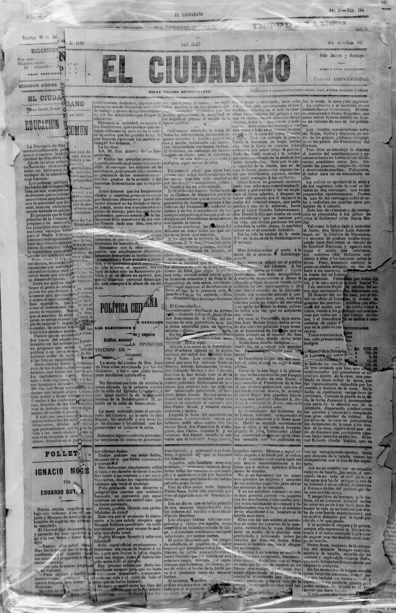 Portada · 11 de Julio de 1886