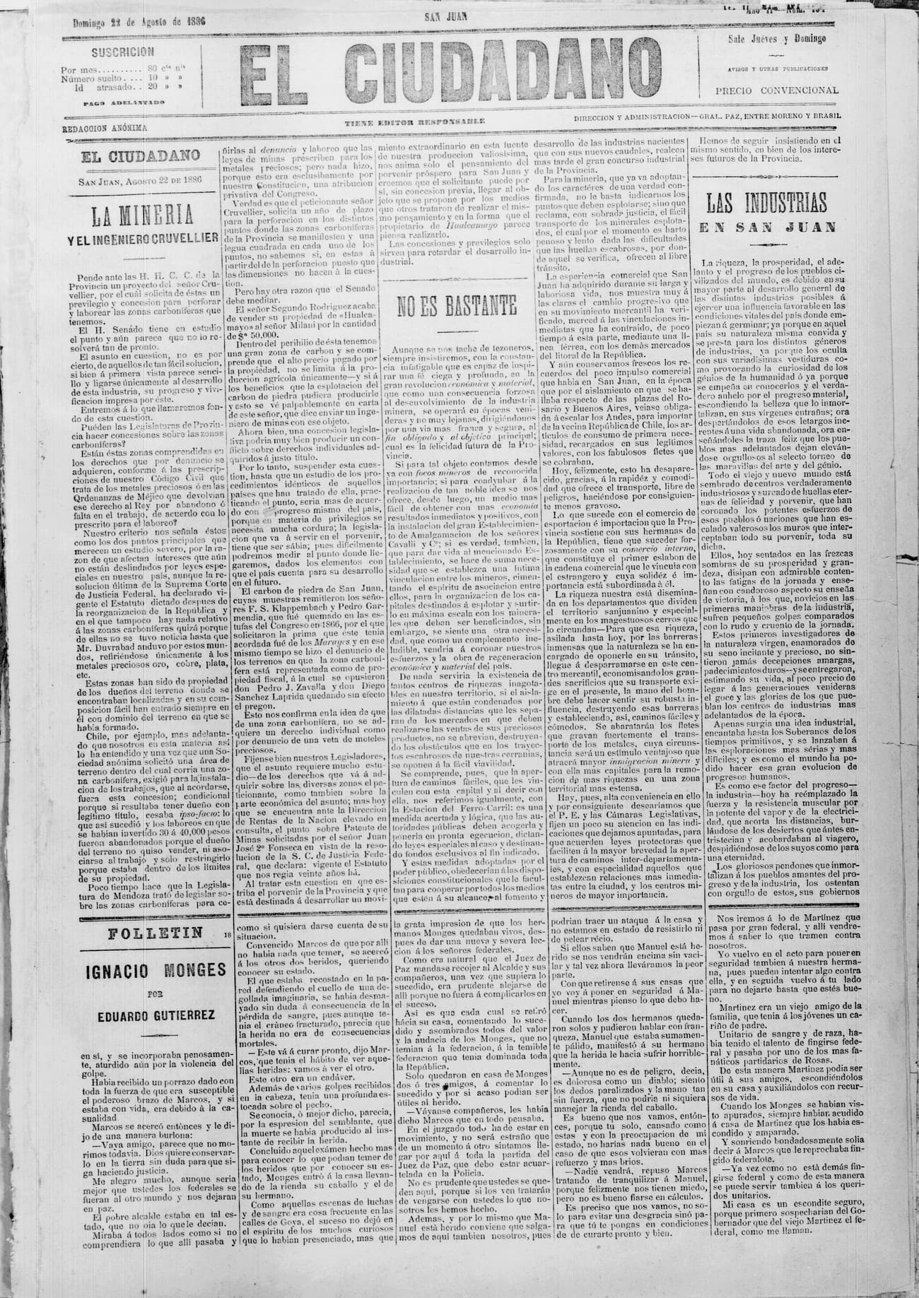 Portada · 22 de Agosto de 1886