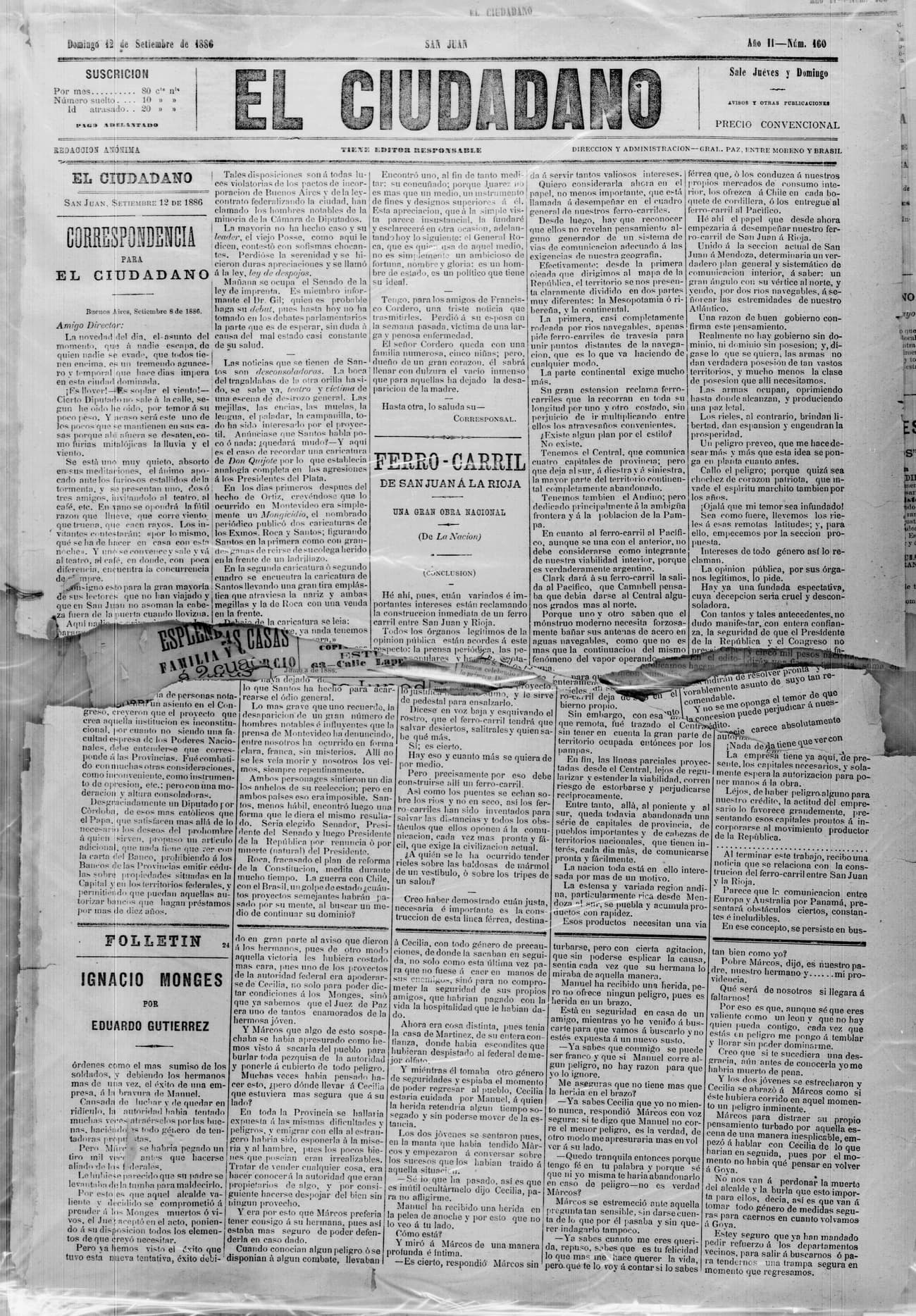Portada · 12 de Septiembre de 1886