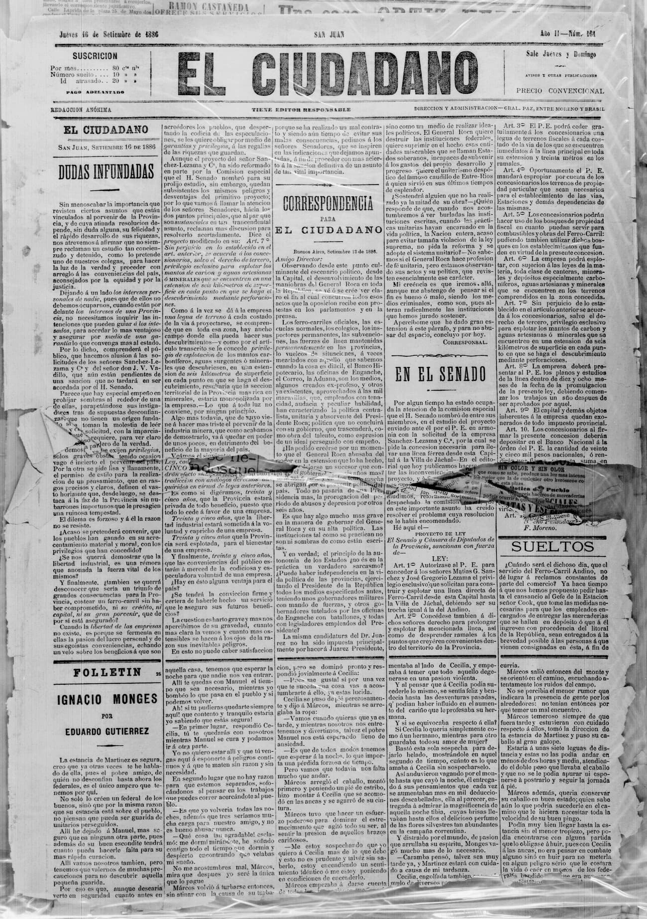 Portada · 16 de Septiembre de 1886