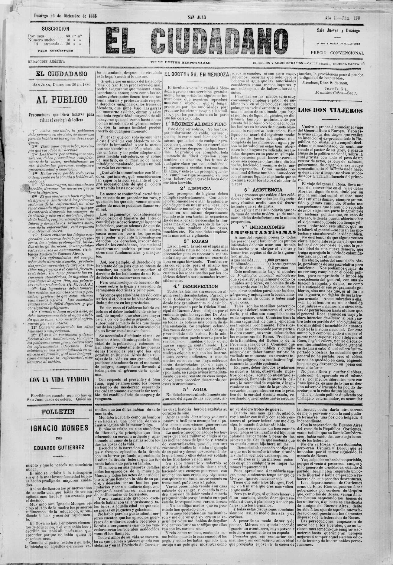 Portada · 26 de Diciembre de 1886