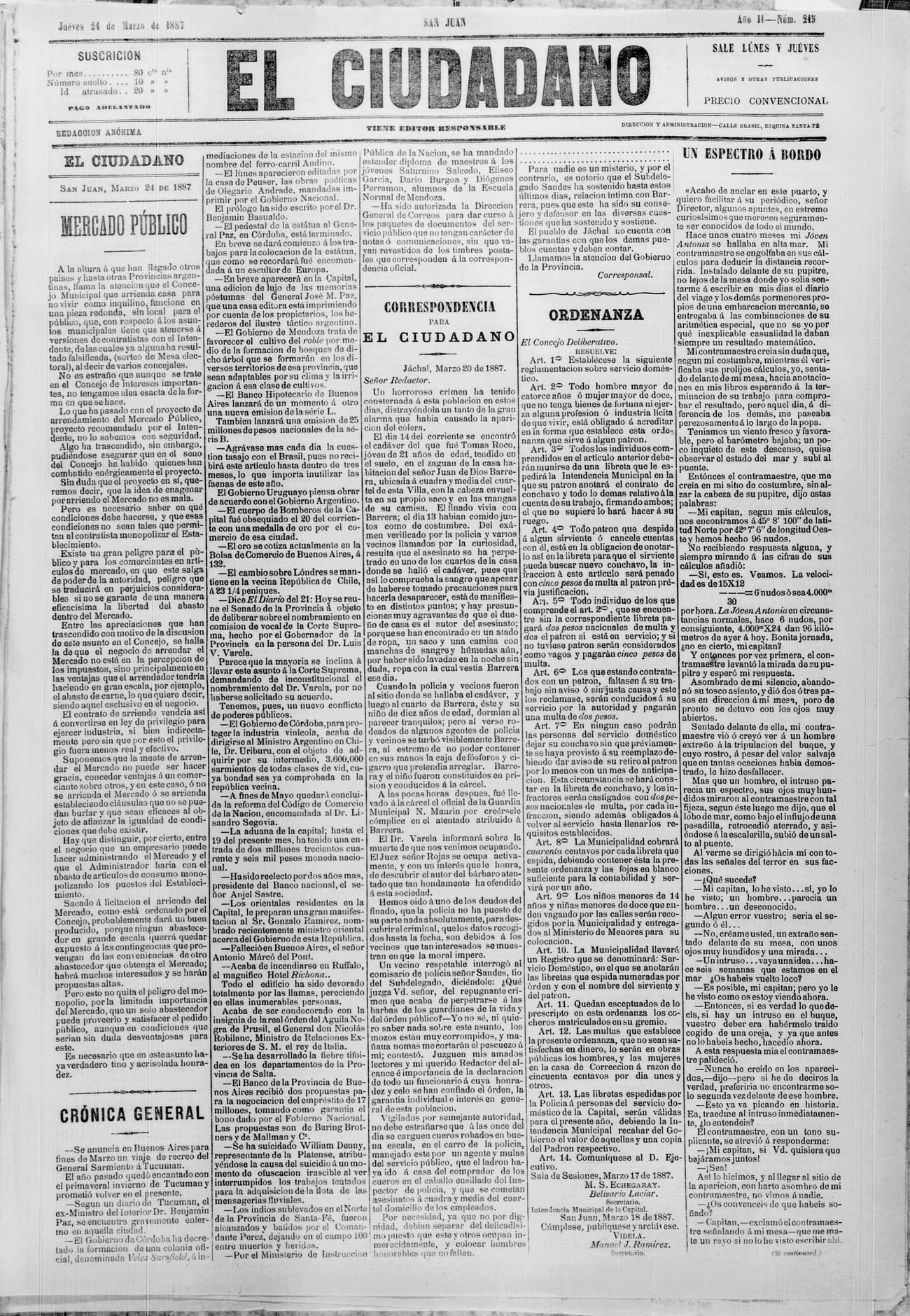 Portada · 24 de Marzo de 1887