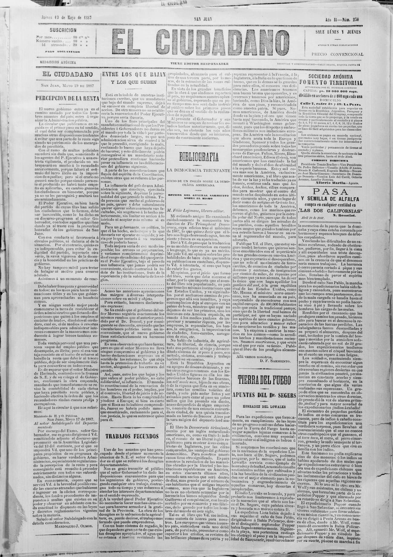 Portada · 19 de Mayo de 1887