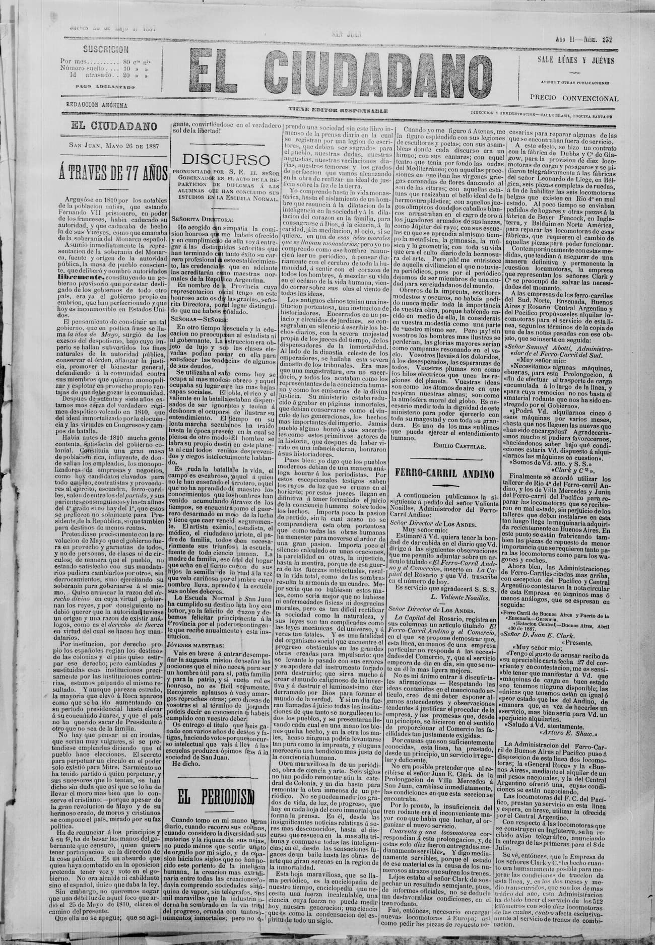 Portada · 26 de Mayo de 1887