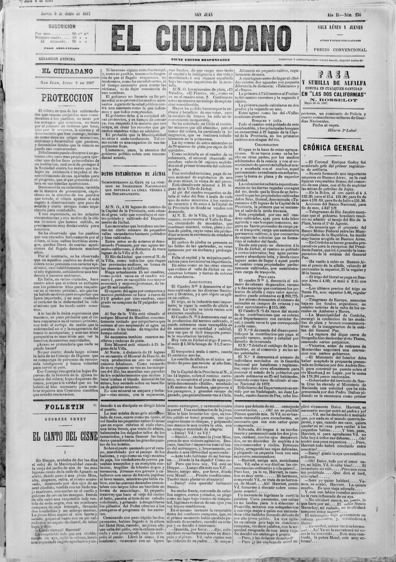 Portada · 9 de Junio de 1887