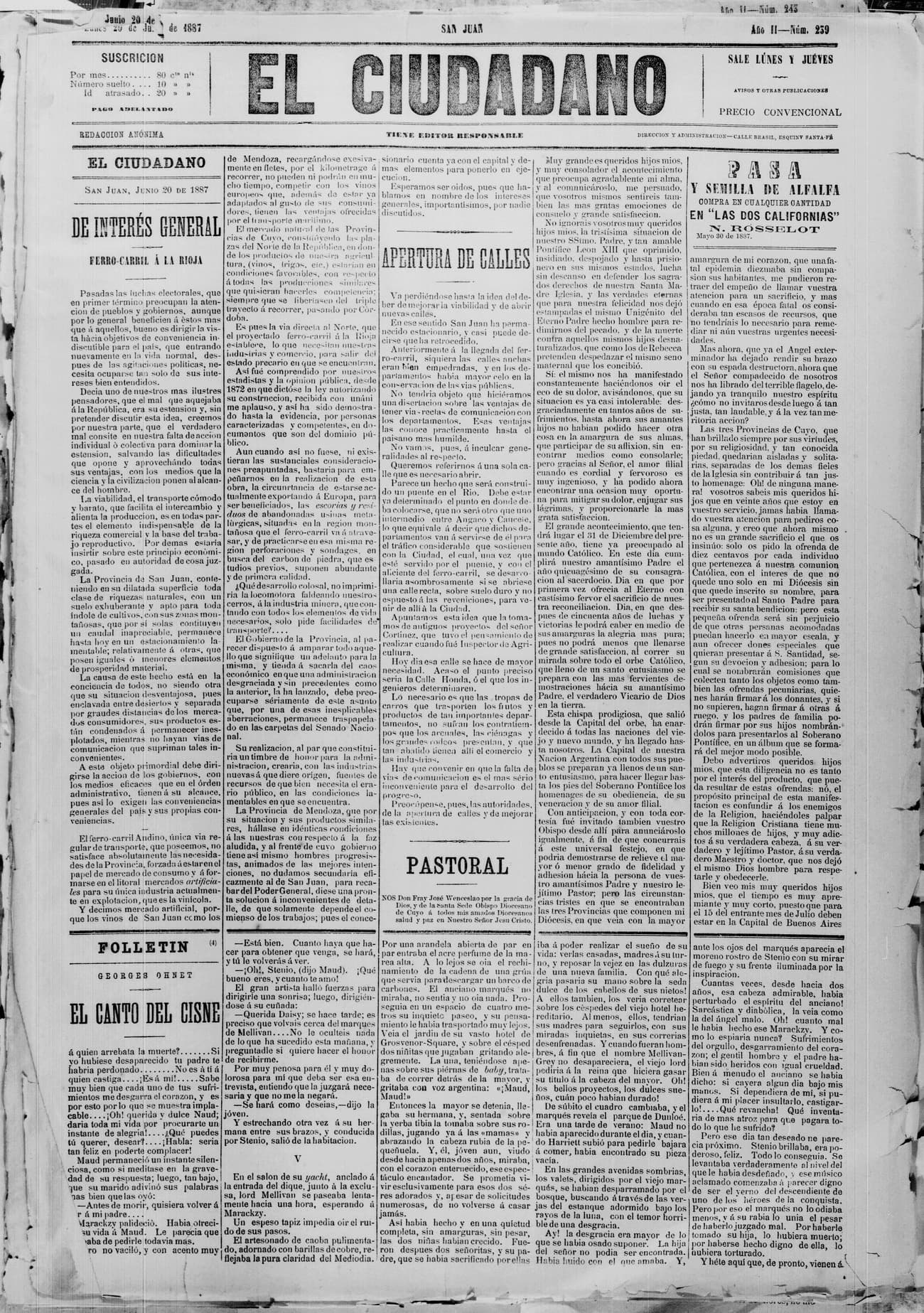 Portada · 20 de Junio de 1887