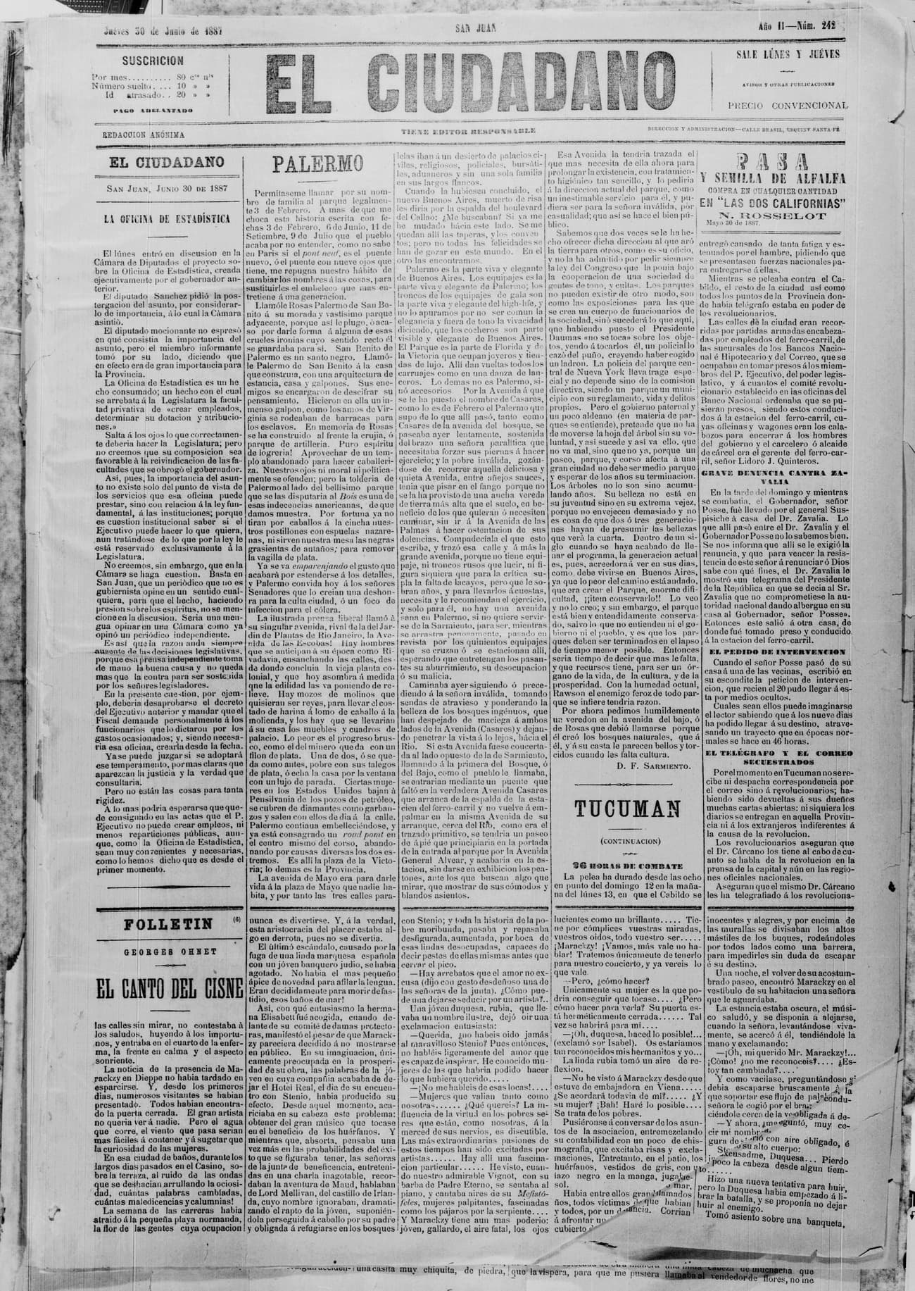 Portada · 30 de Junio de 1887
