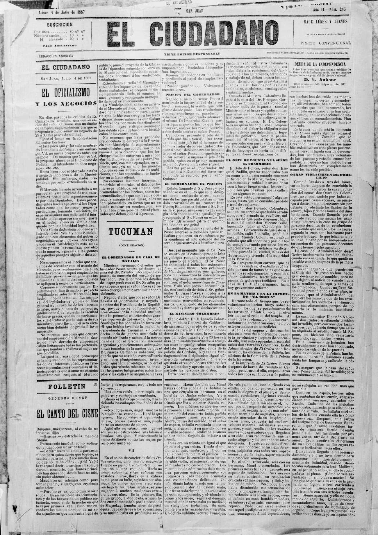 Portada · 4 de Julio de 1887