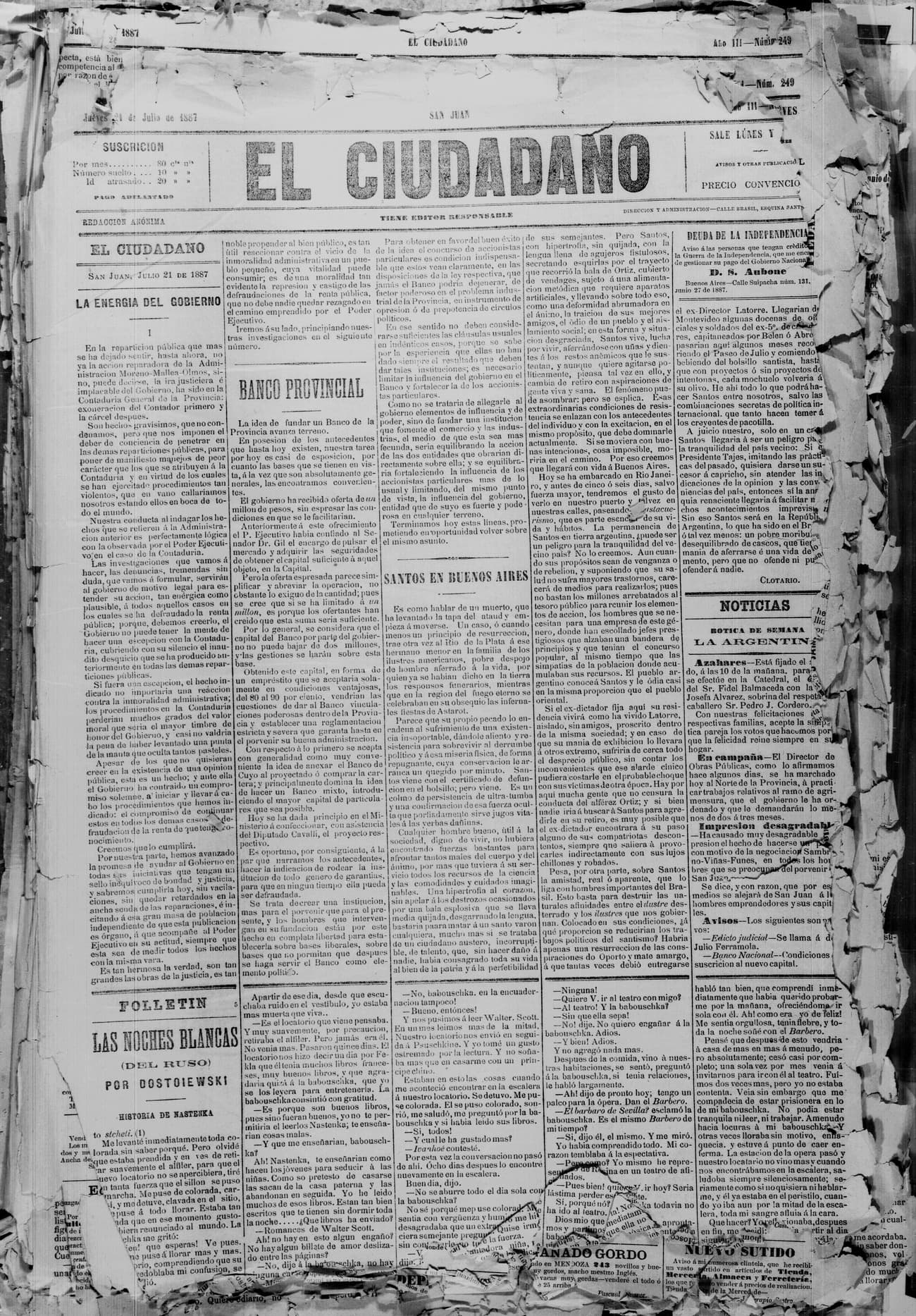 Portada · 21 de Julio de 1887