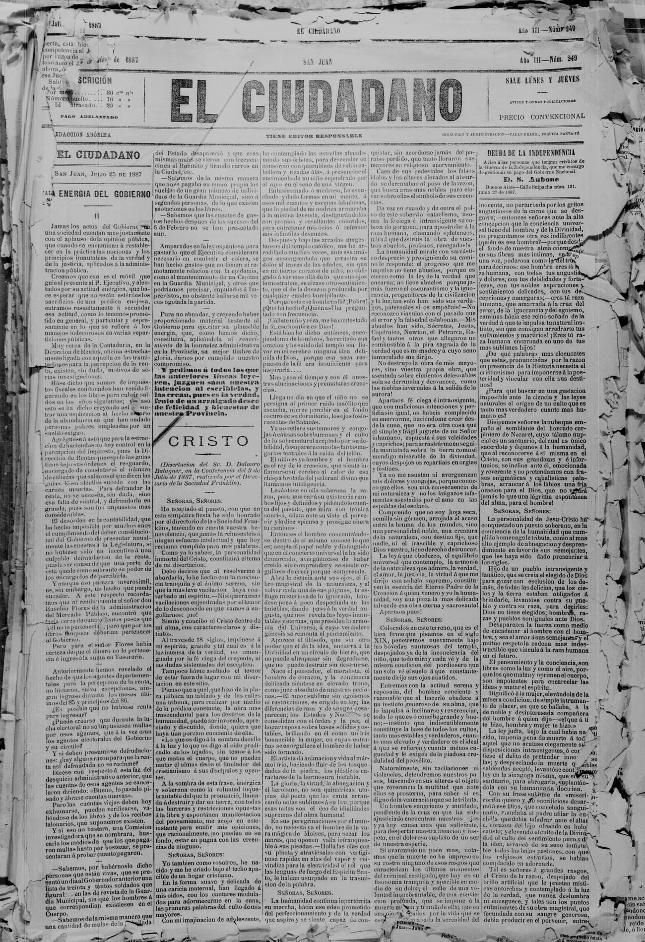 Portada · 25 de Julio de 1887