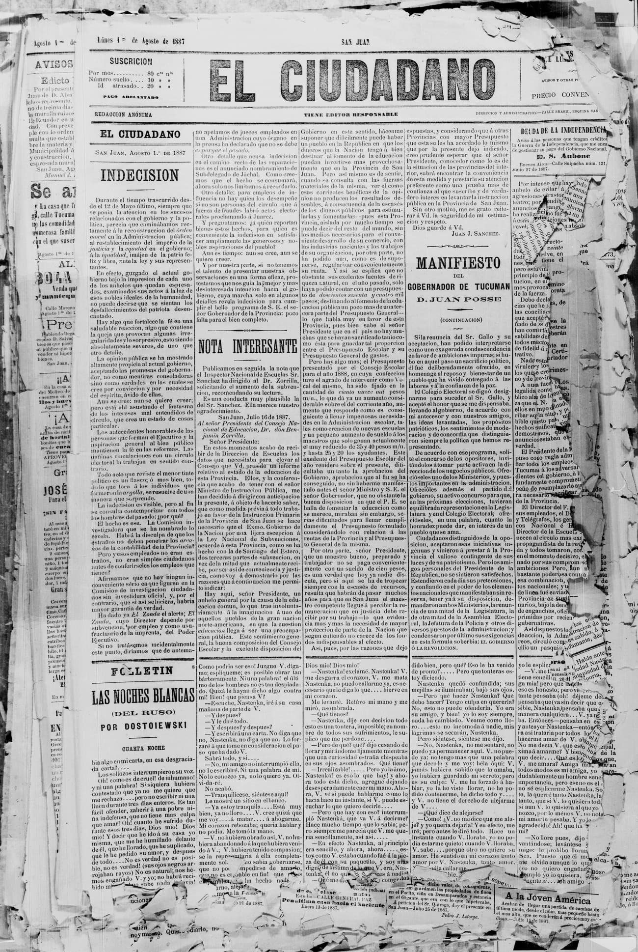 Portada · 1 de Agosto de 1887