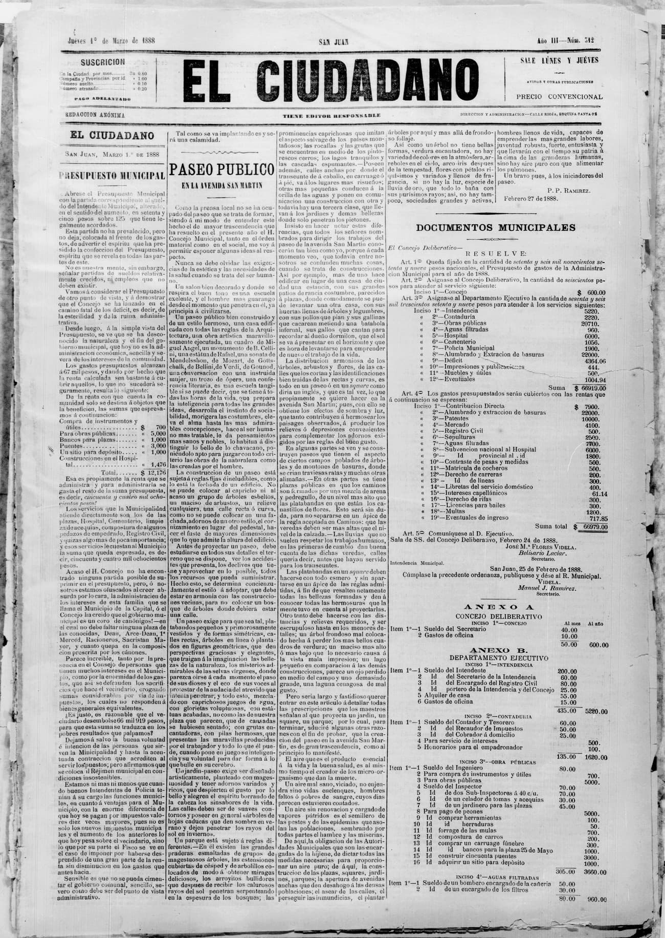 Portada · 1 de Marzo de 1888