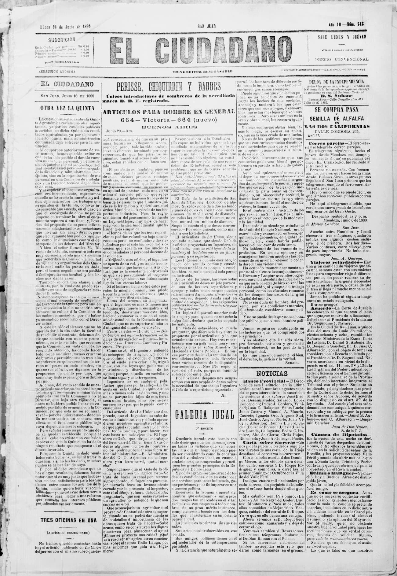 Portada · 18 de Junio de 1888