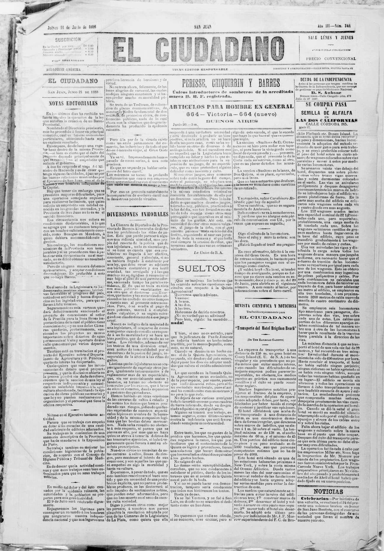 Portada · 21 de Junio de 1888