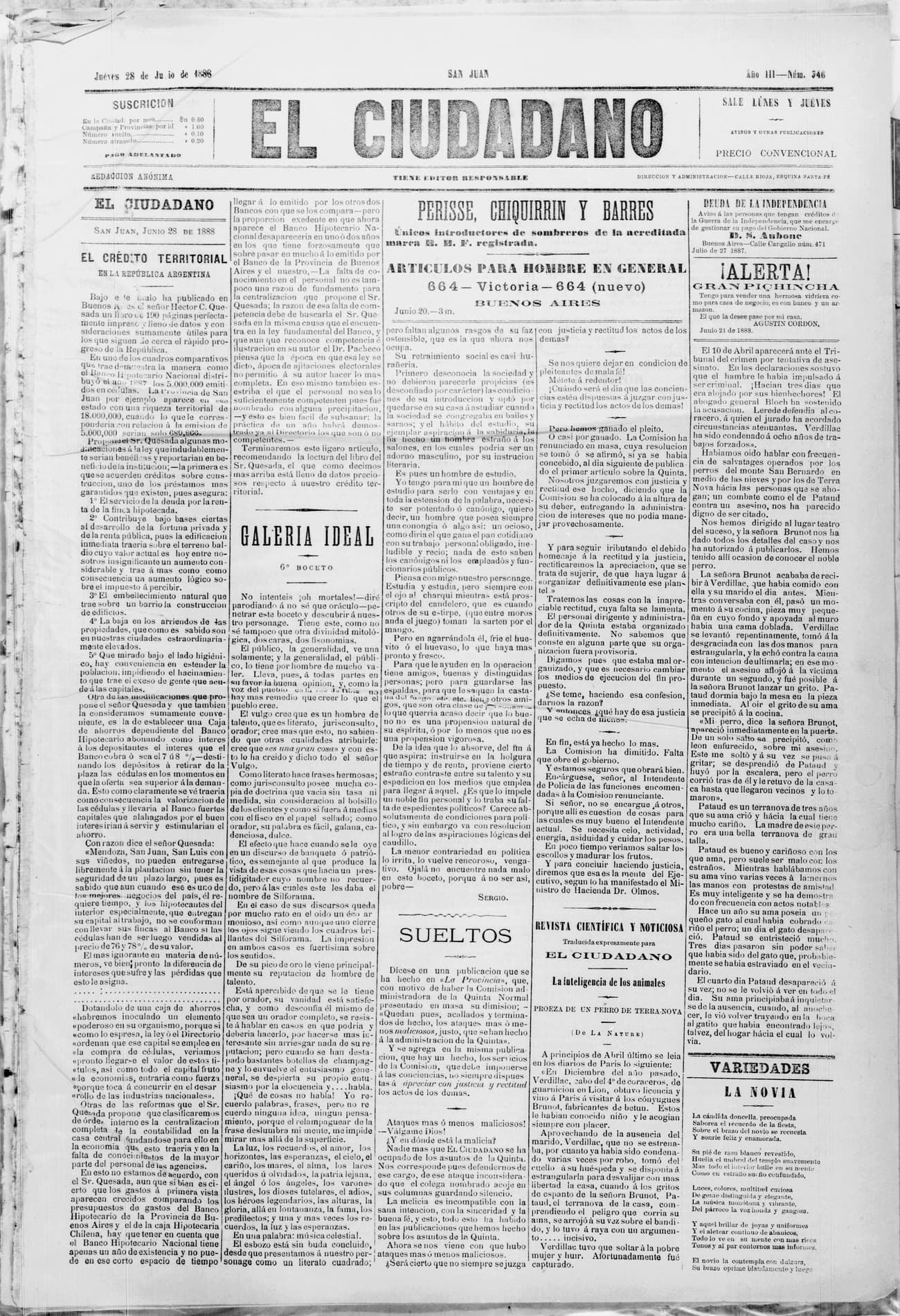 Portada · 28 de Junio de 1888
