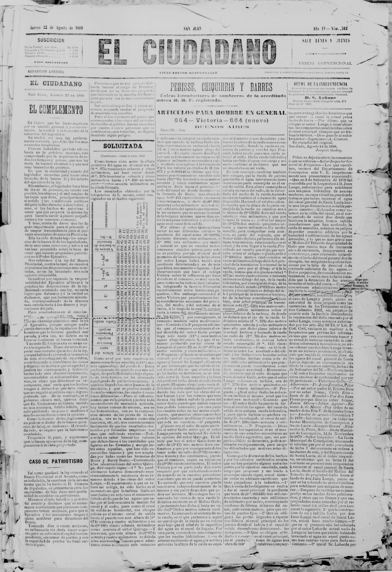 Portada · 23 de Agosto de 1888