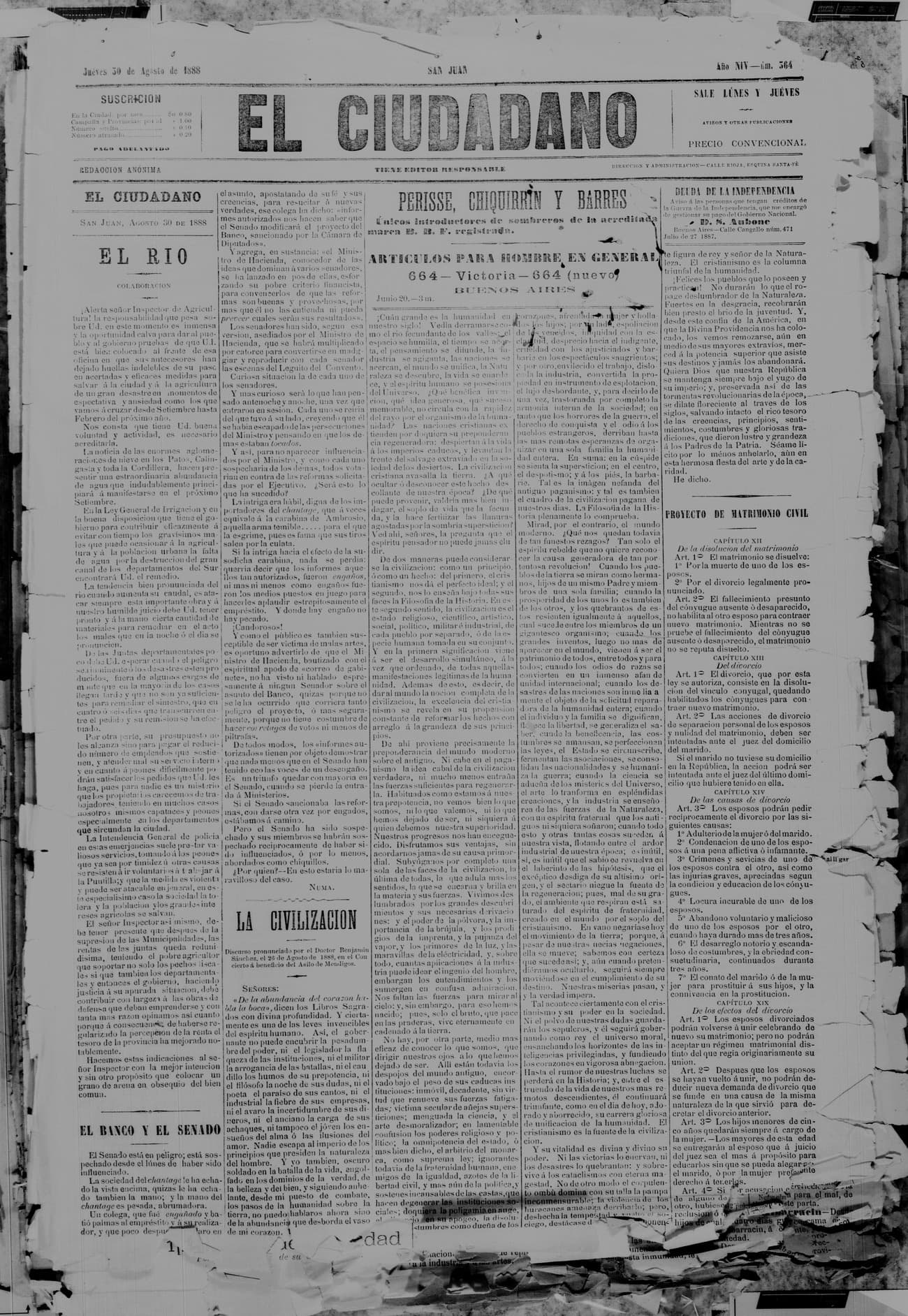 Portada · 30 de Agosto de 1888