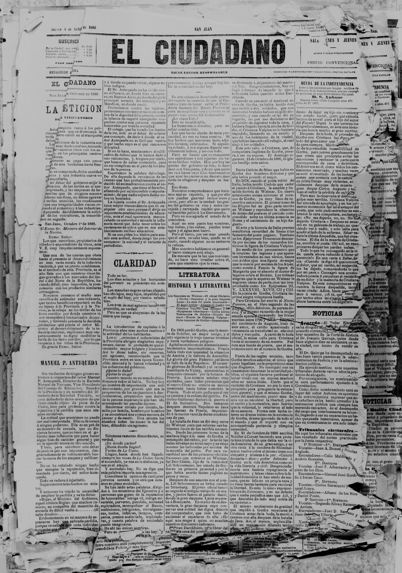 Portada · 4 de Octubre de 1888