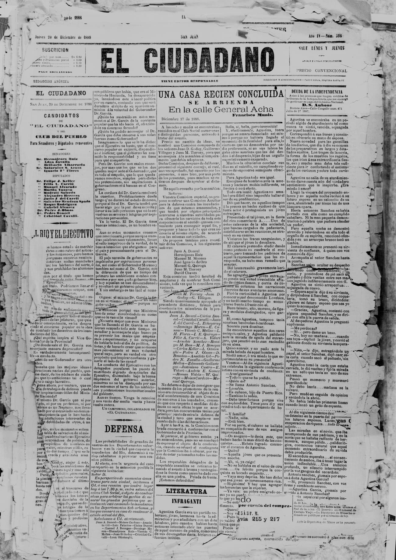 Portada · 20 de Diciembre de 1888