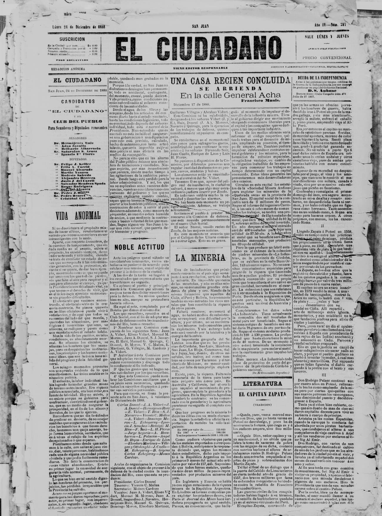 Portada · 24 de Diciembre de 1888
