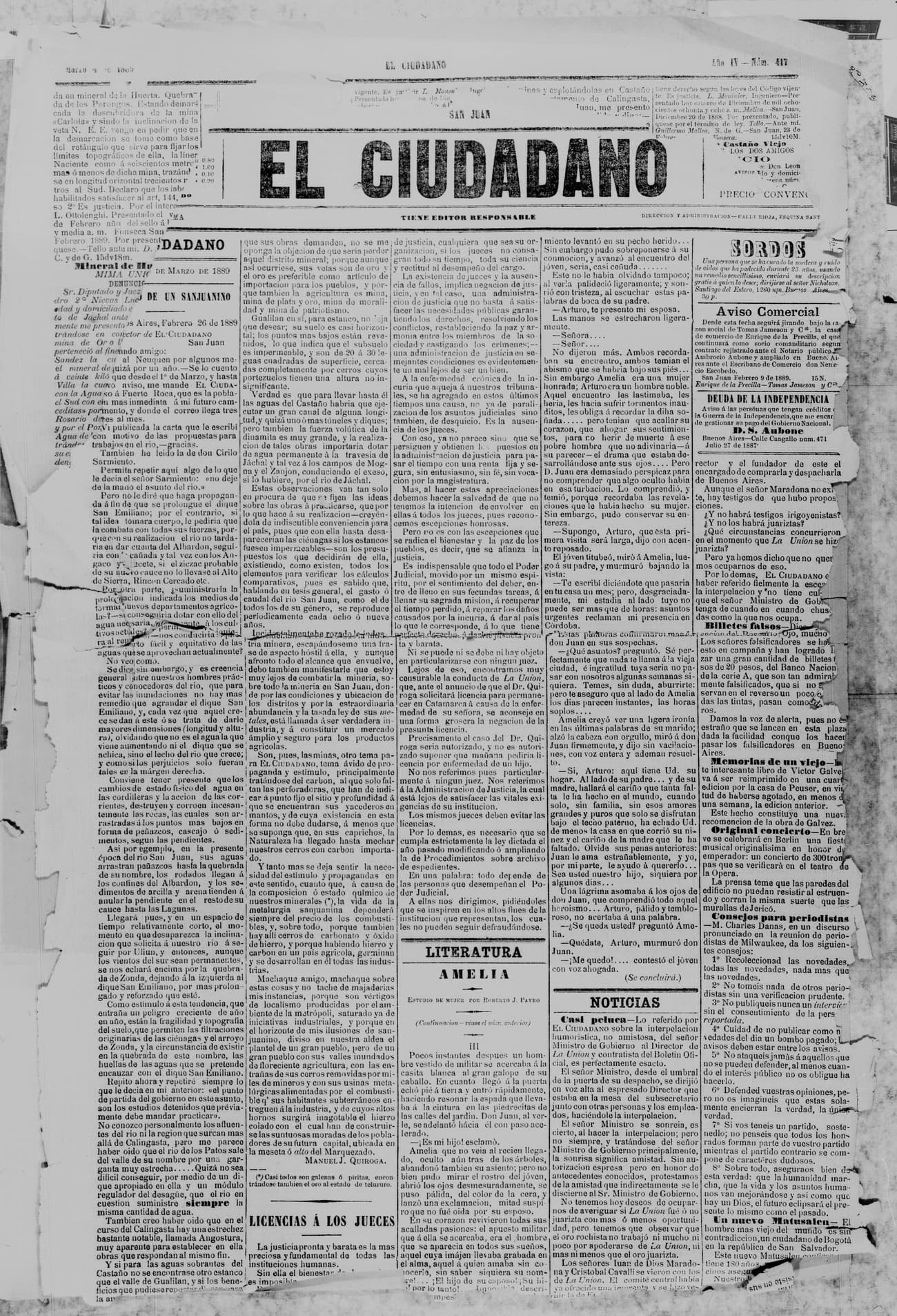 Portada · 4 de Marzo de 1889