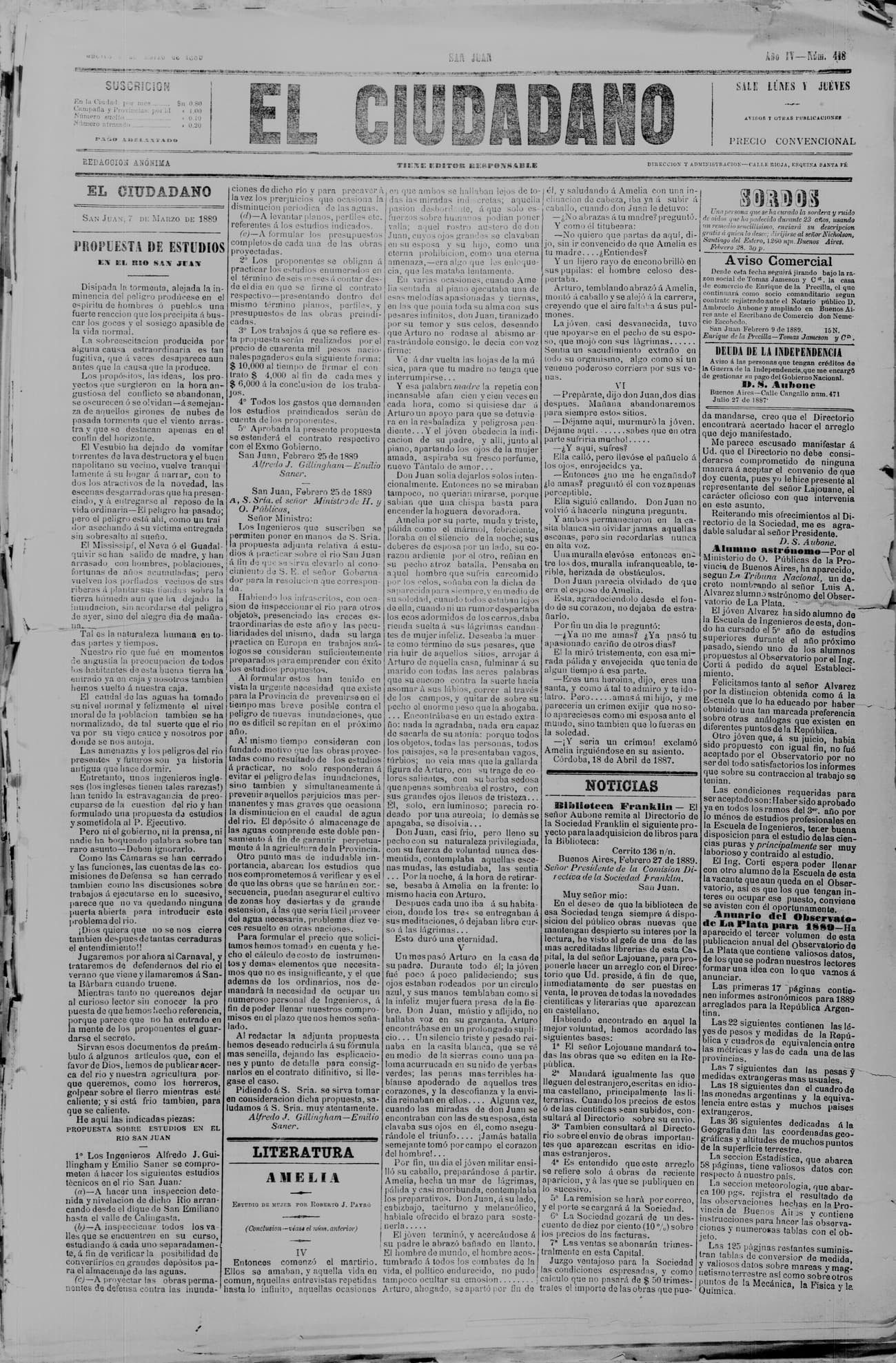 Portada · 7 de Marzo de 1889