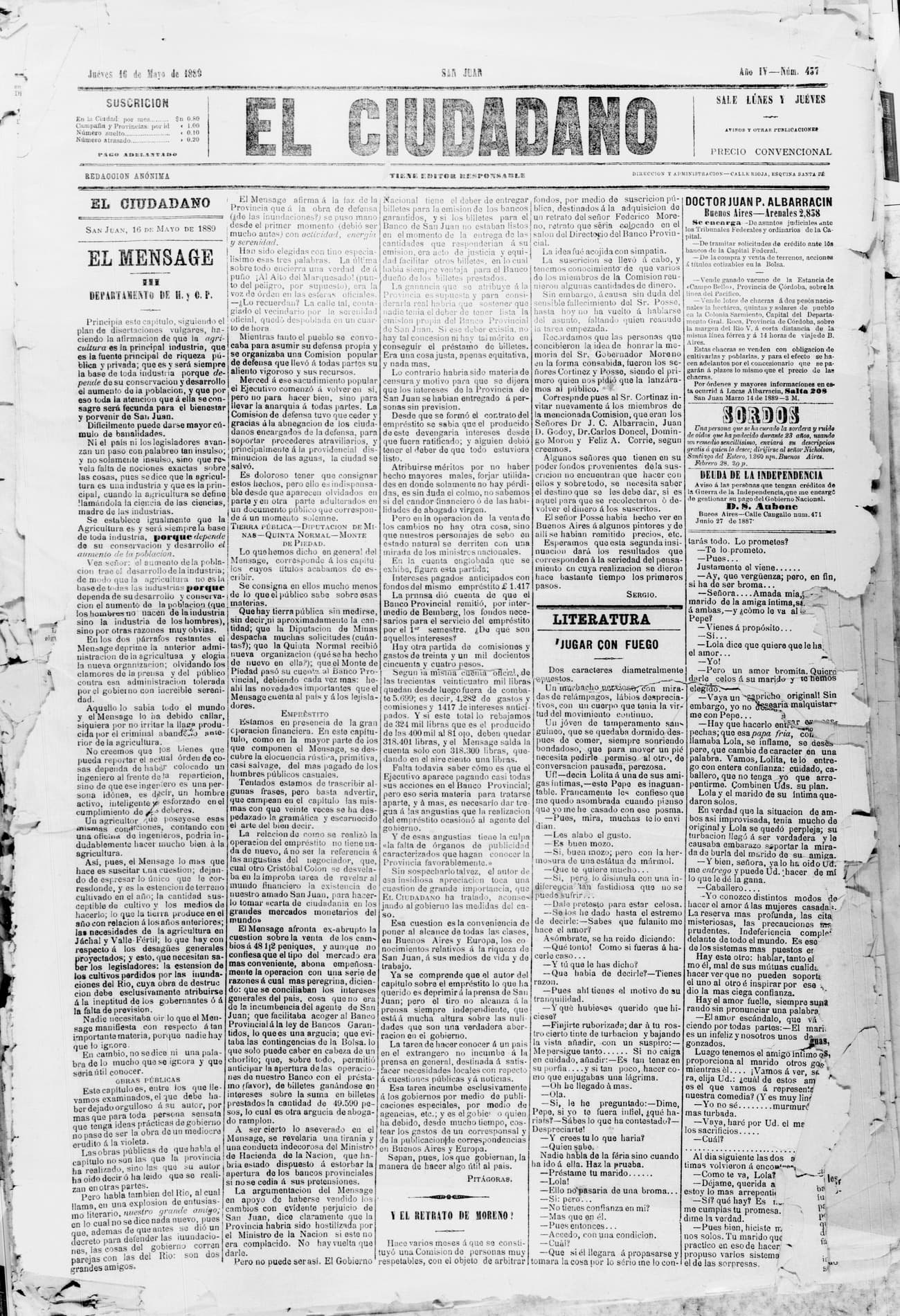 Portada · 16 de Mayo de 1889