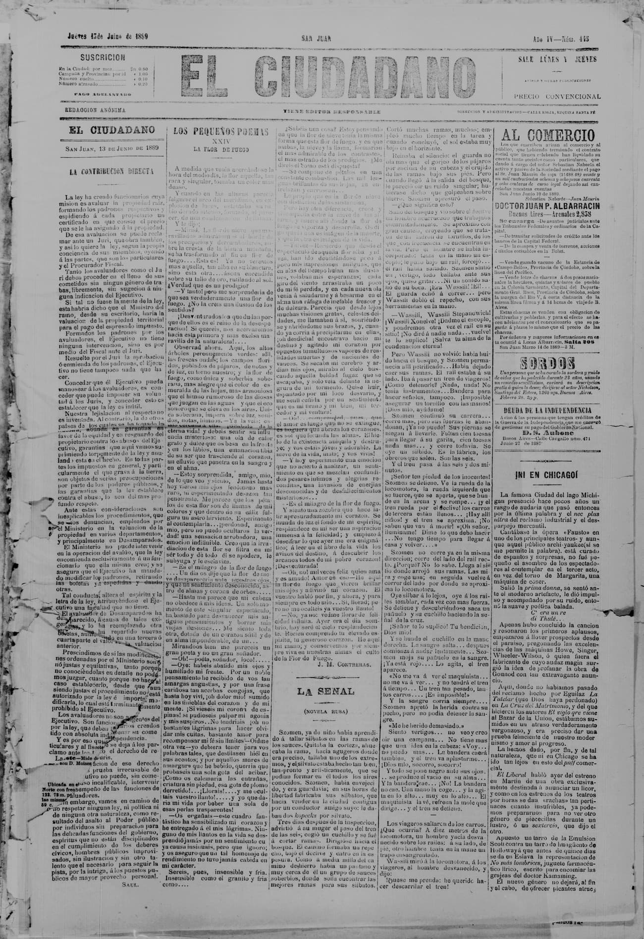 Portada · 13 de Junio de 1889