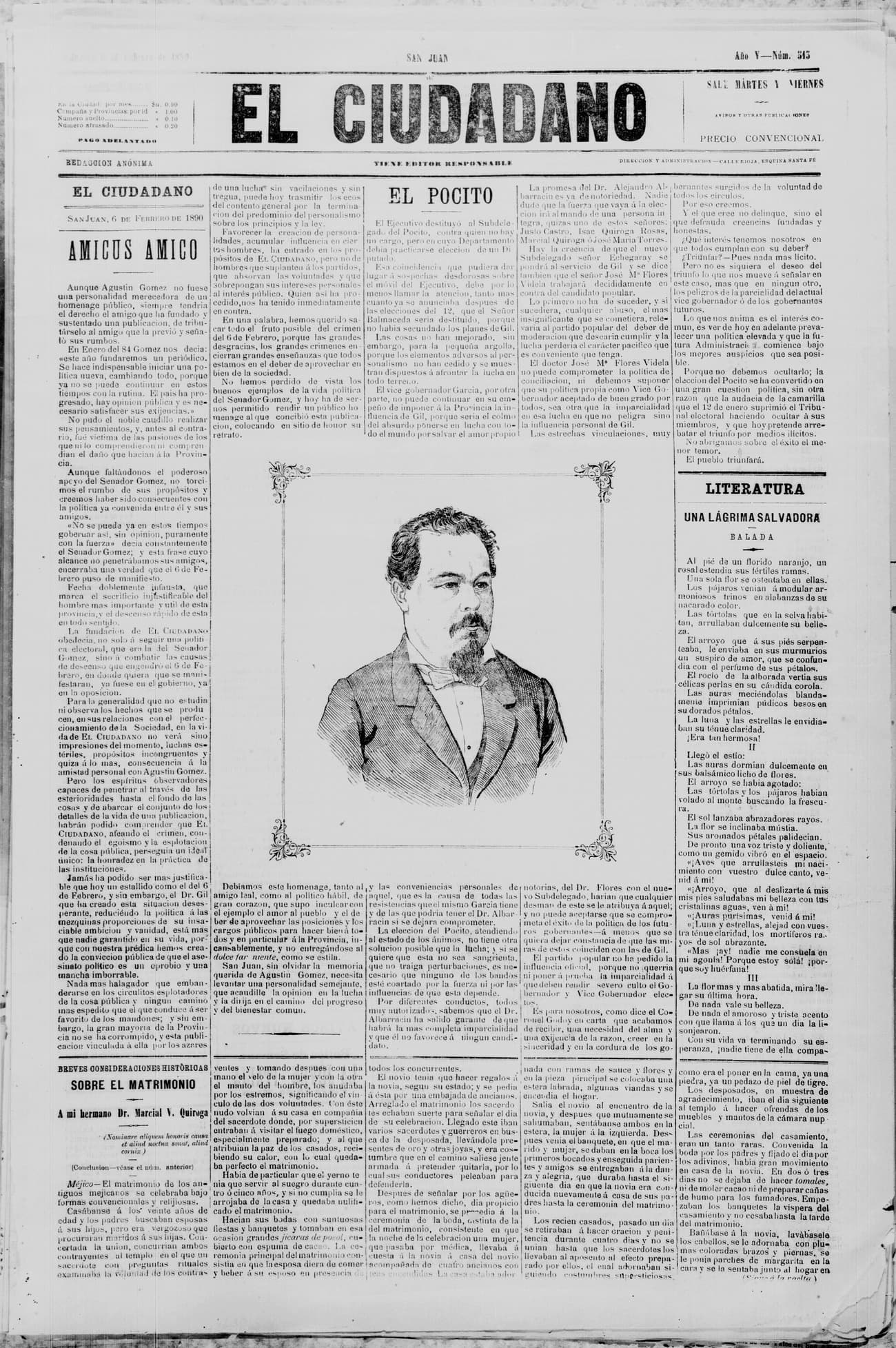 Portada · 6 de Febrero de 1890