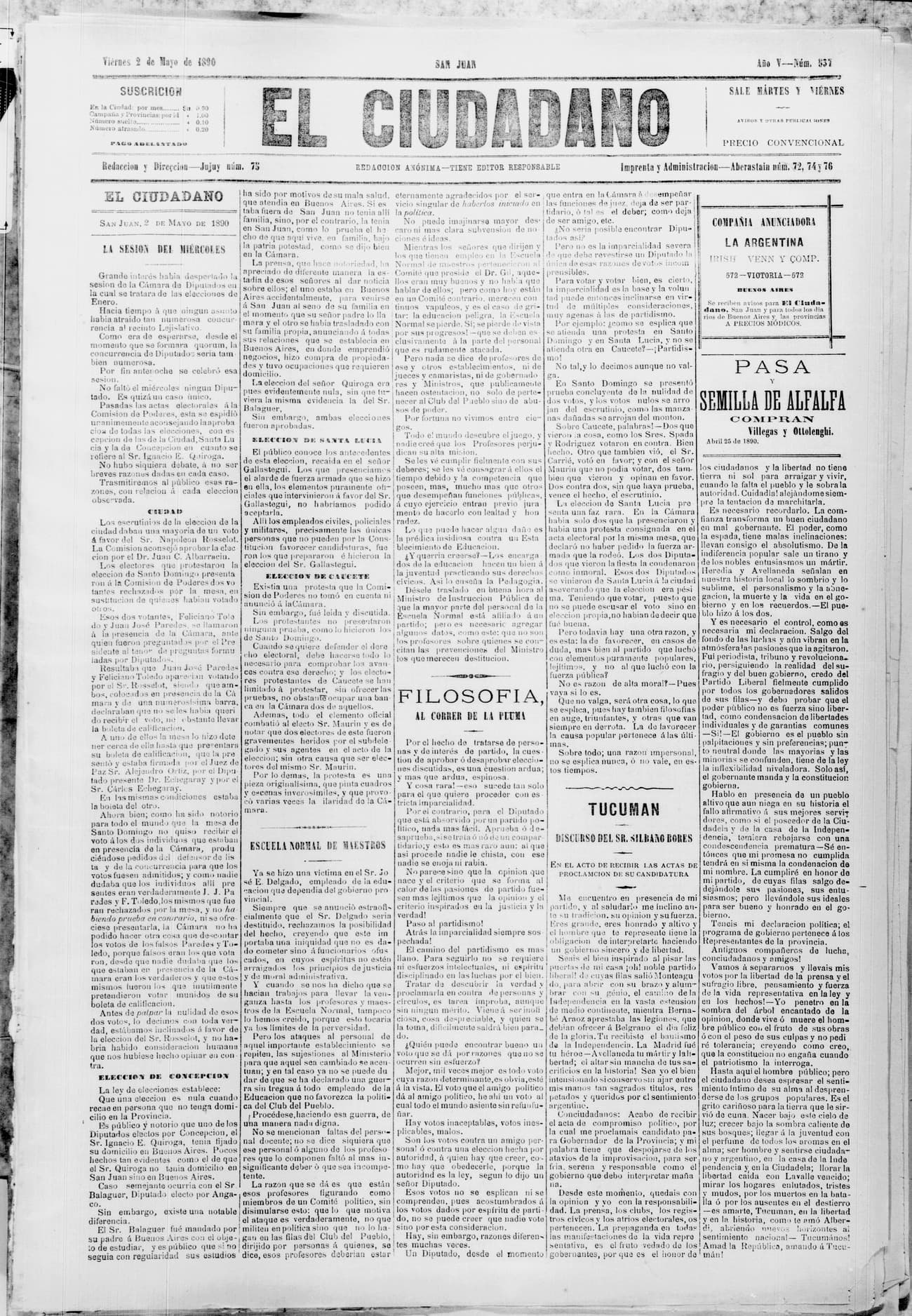 Portada · 2 de Mayo de 1890