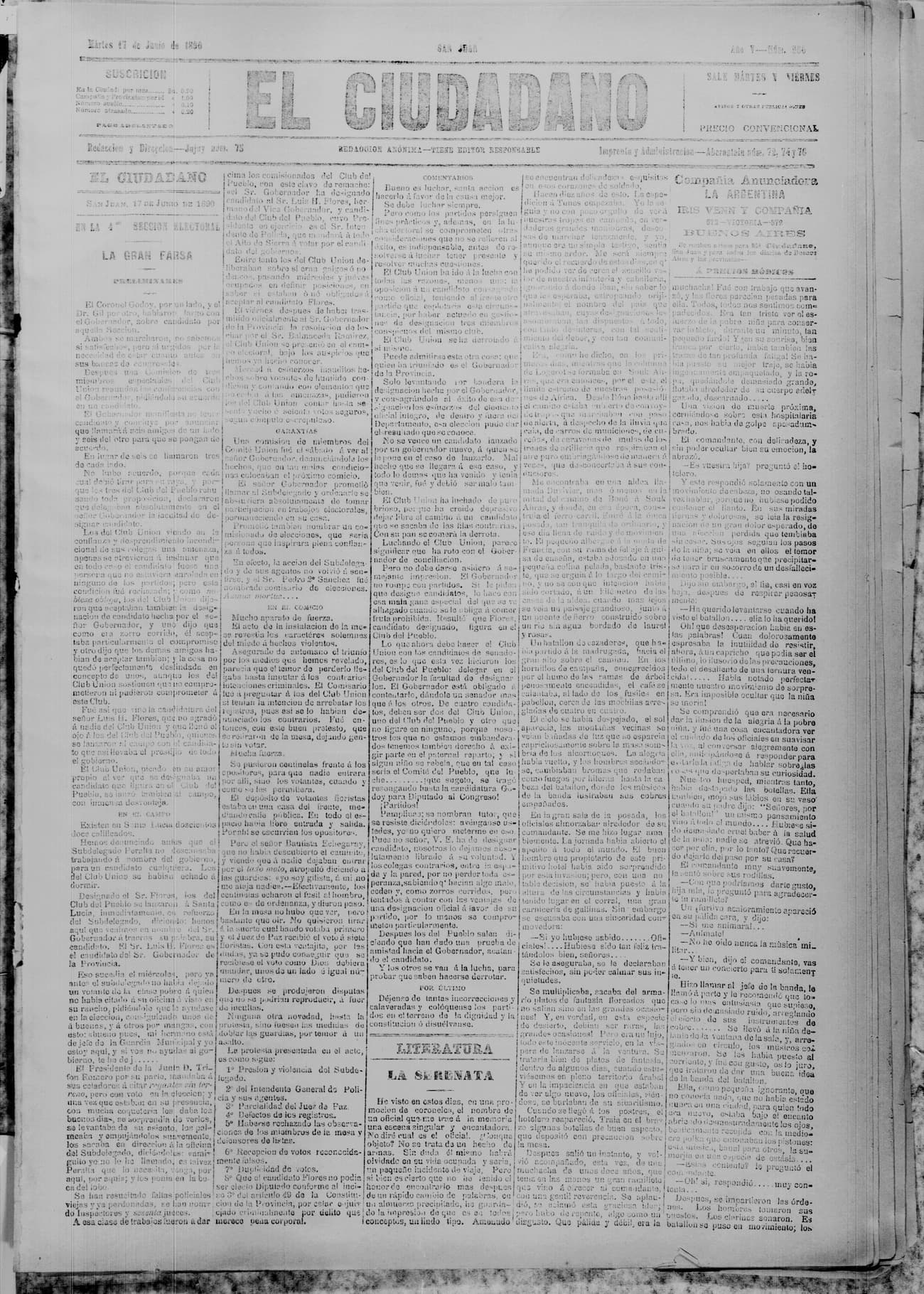 Portada · 17 de Junio de 1890