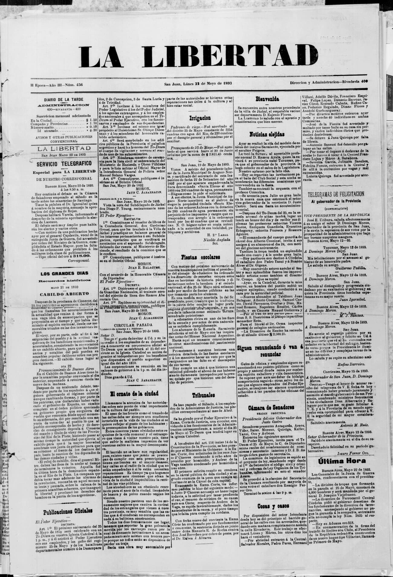 Portada · 22 de Mayo de 1893