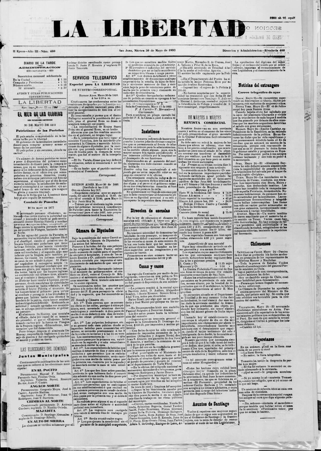 Portada · 30 de Mayo de 1893