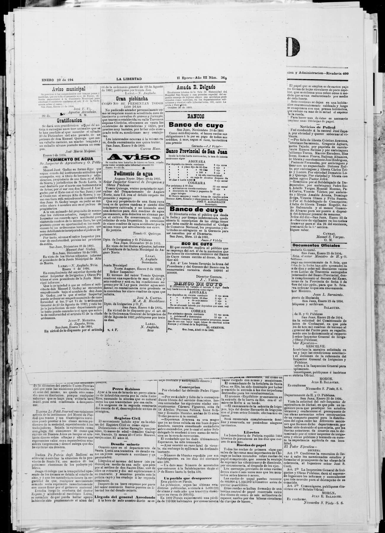 Portada · 23 de Enero de 1894