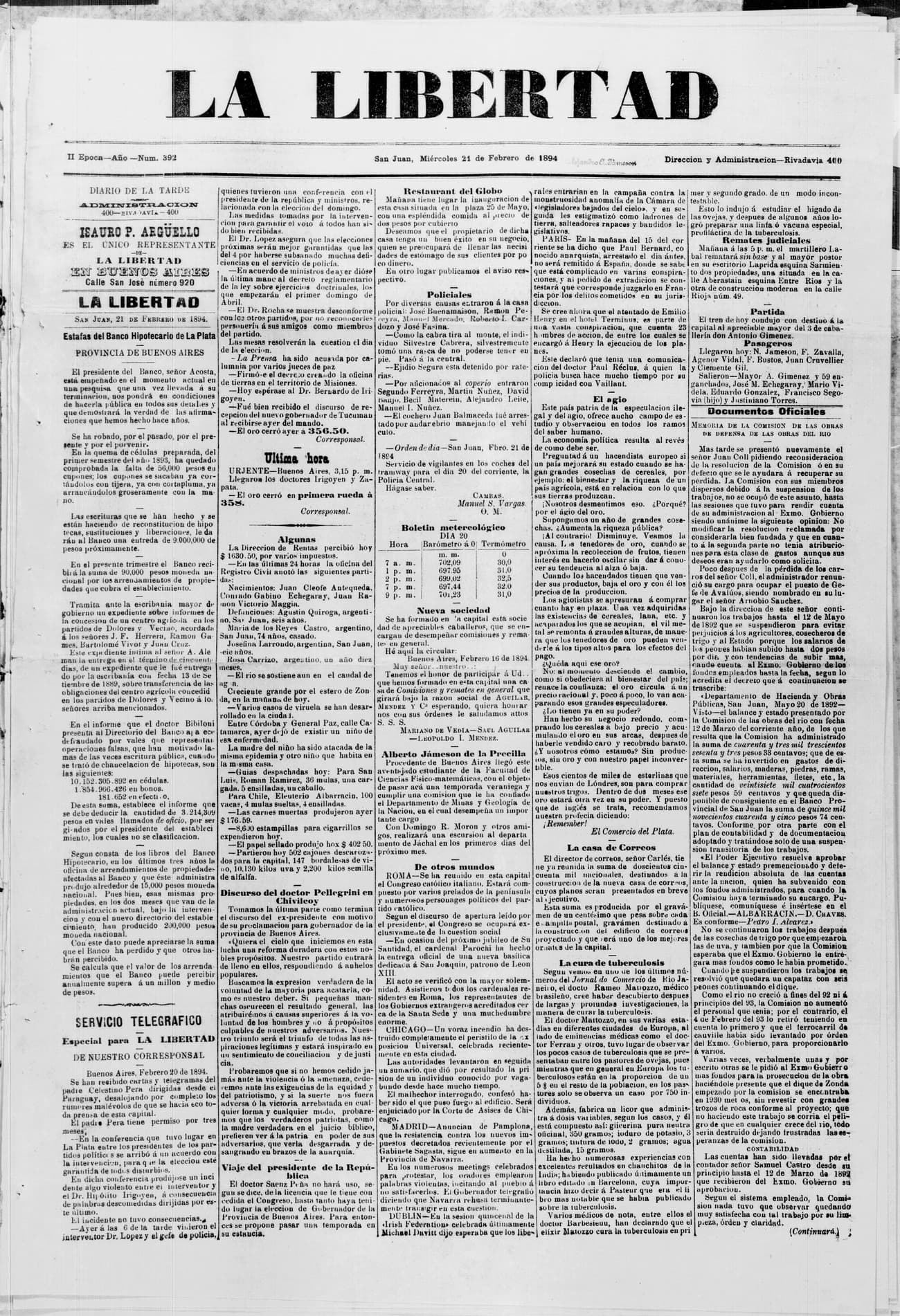 Portada · 21 de Febrero de 1894