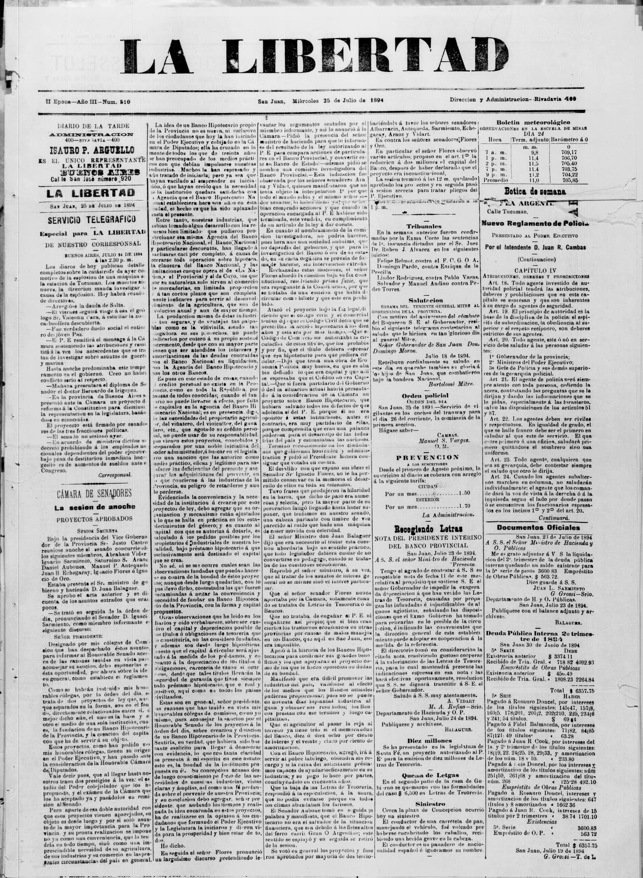 Portada · 25 de Julio de 1894
