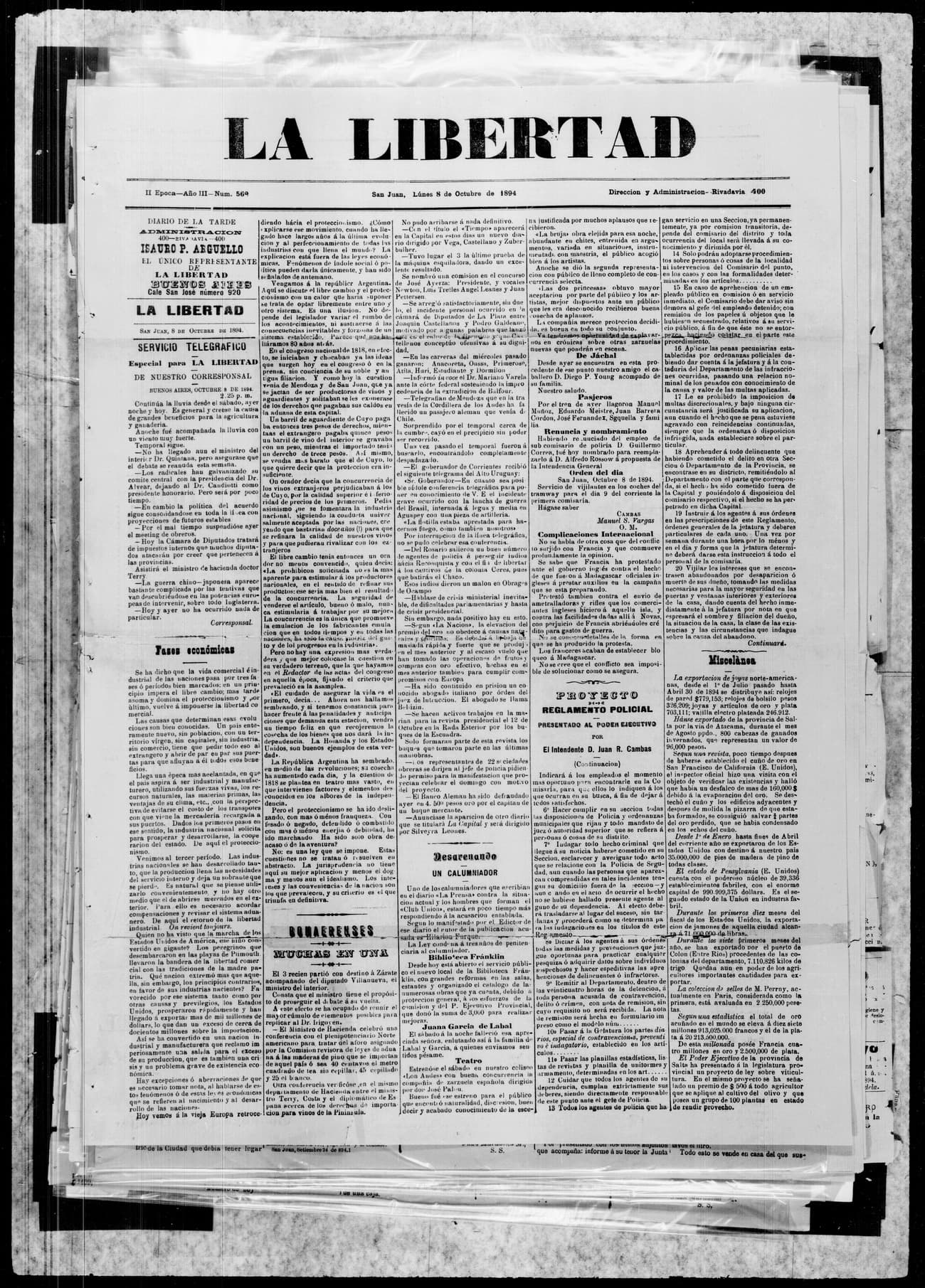 Portada · 8 de Octubre de 1894
