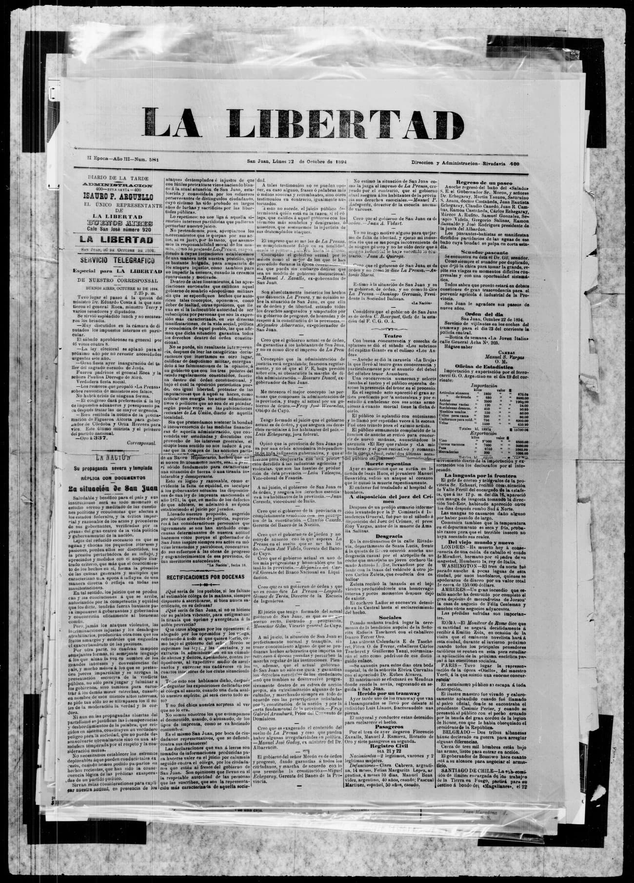 Portada · 22 de Octubre de 1894